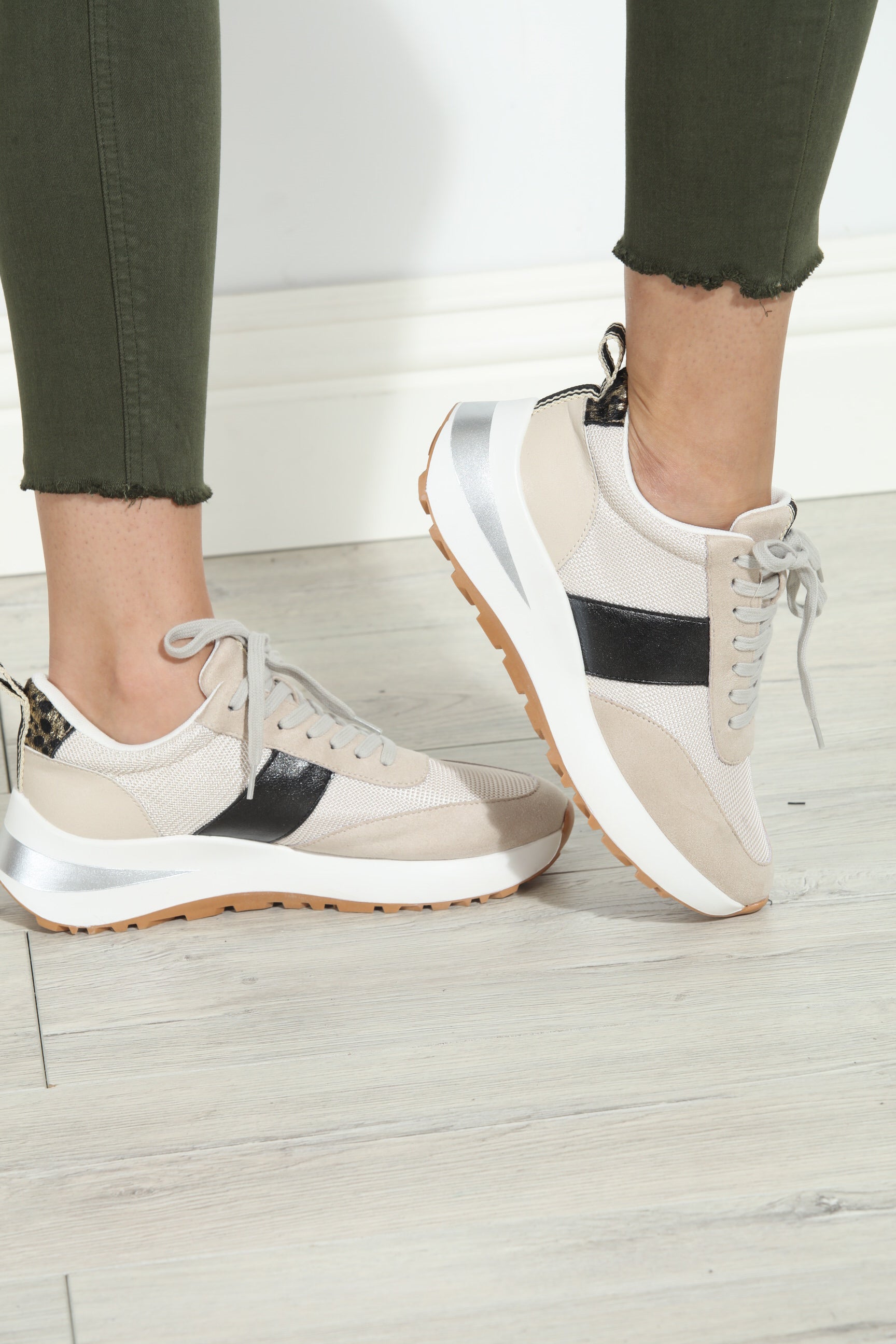 Serafina Sand Suede Color Block Sneakers-V’s FAVORITE