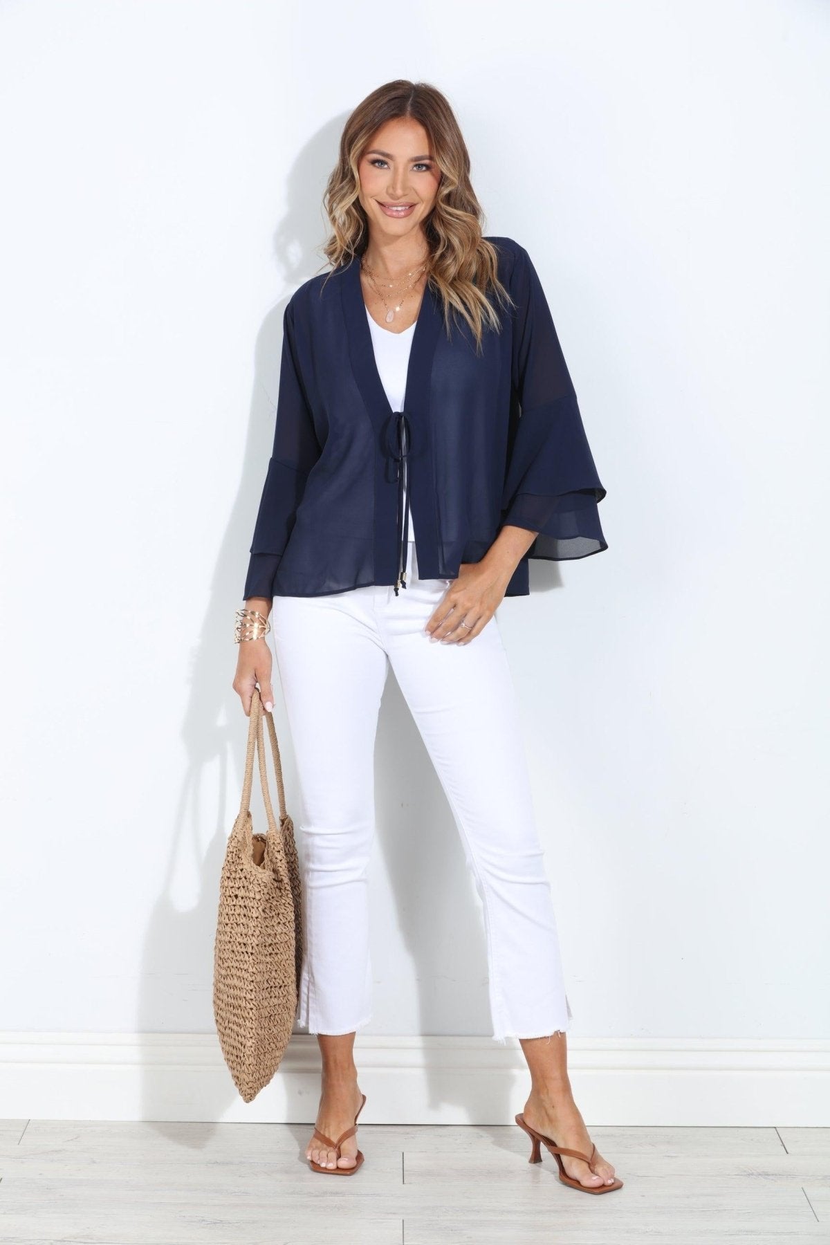 Navy Boho Chiffon Jacket-BEST SELLER