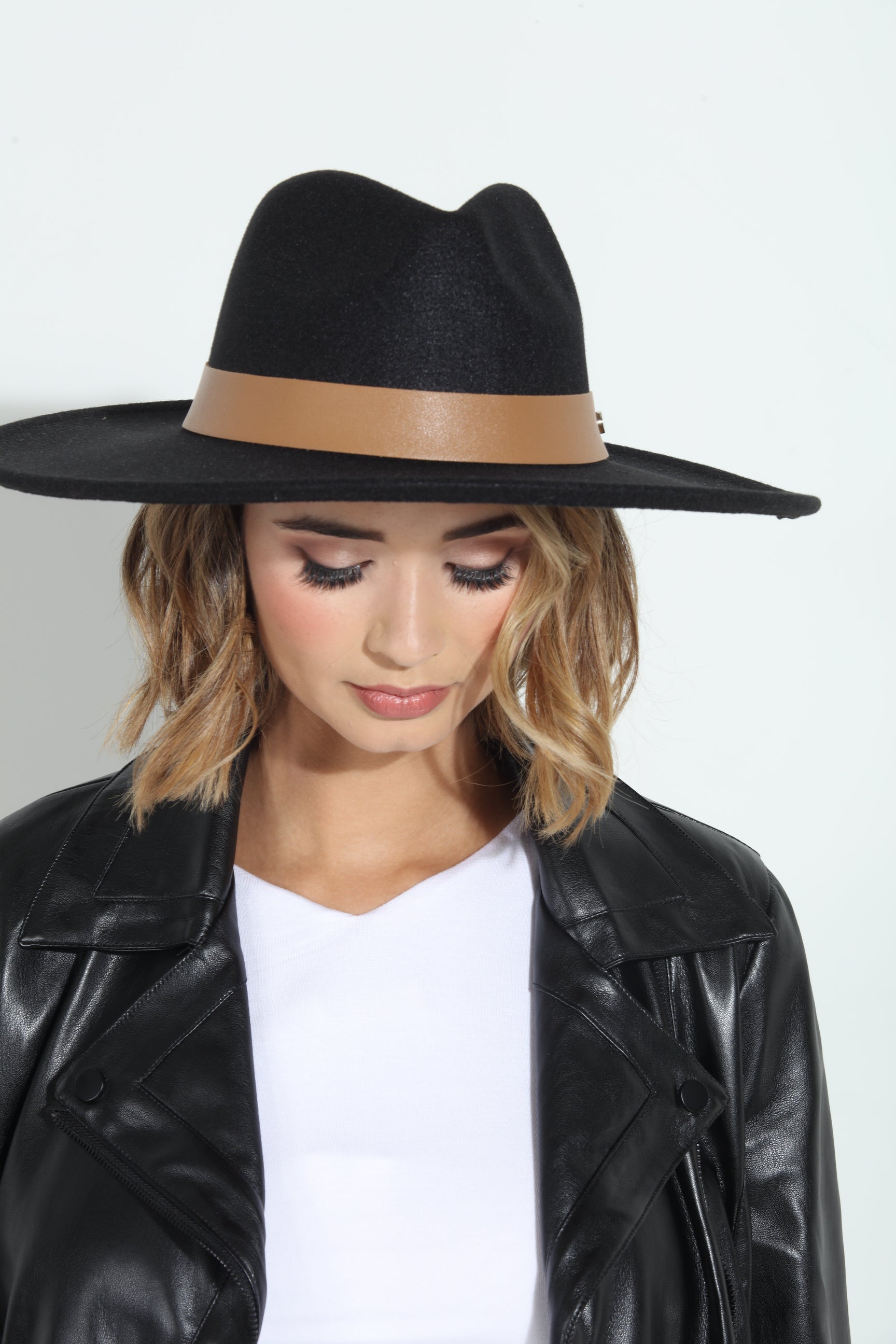 Leah Black Felt Fedora Hat