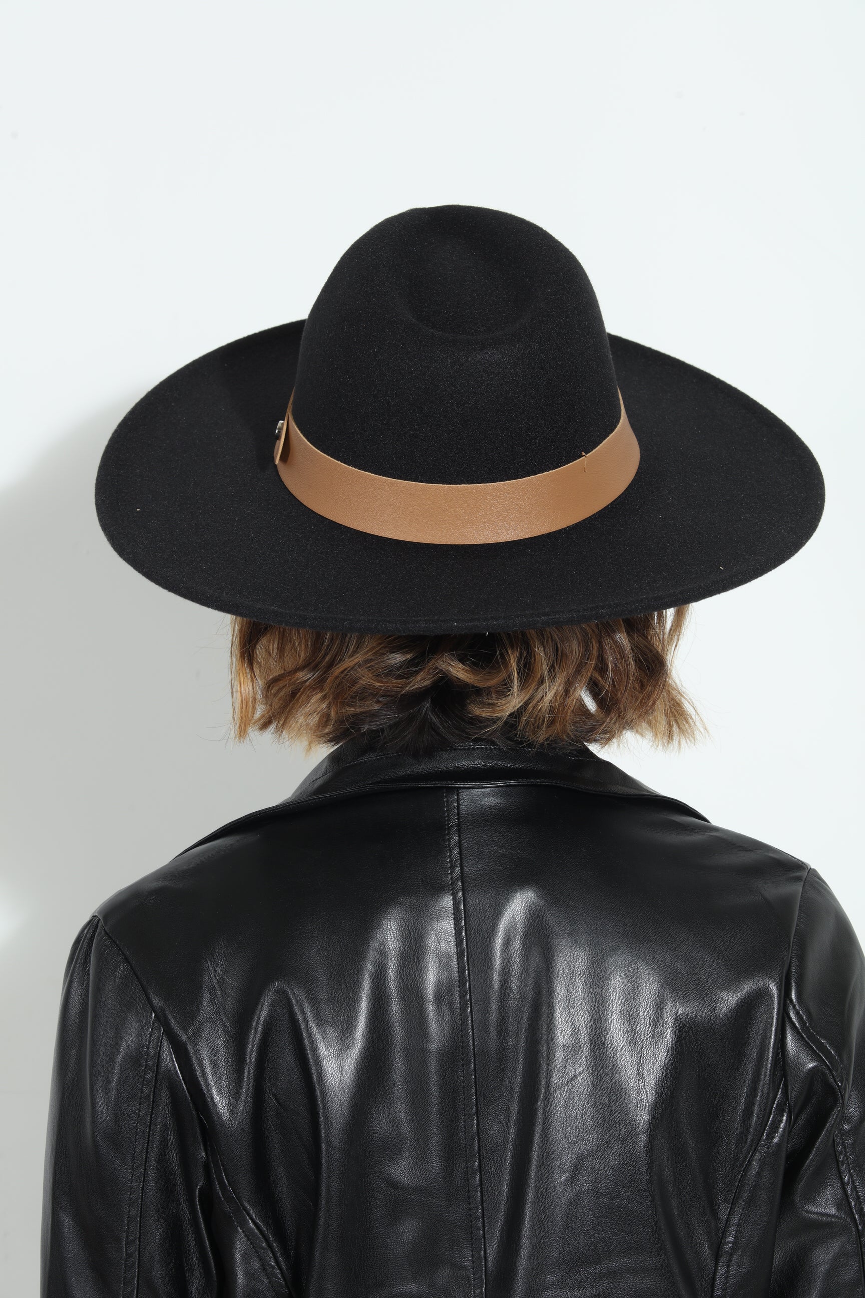 Leah Black Felt Fedora Hat