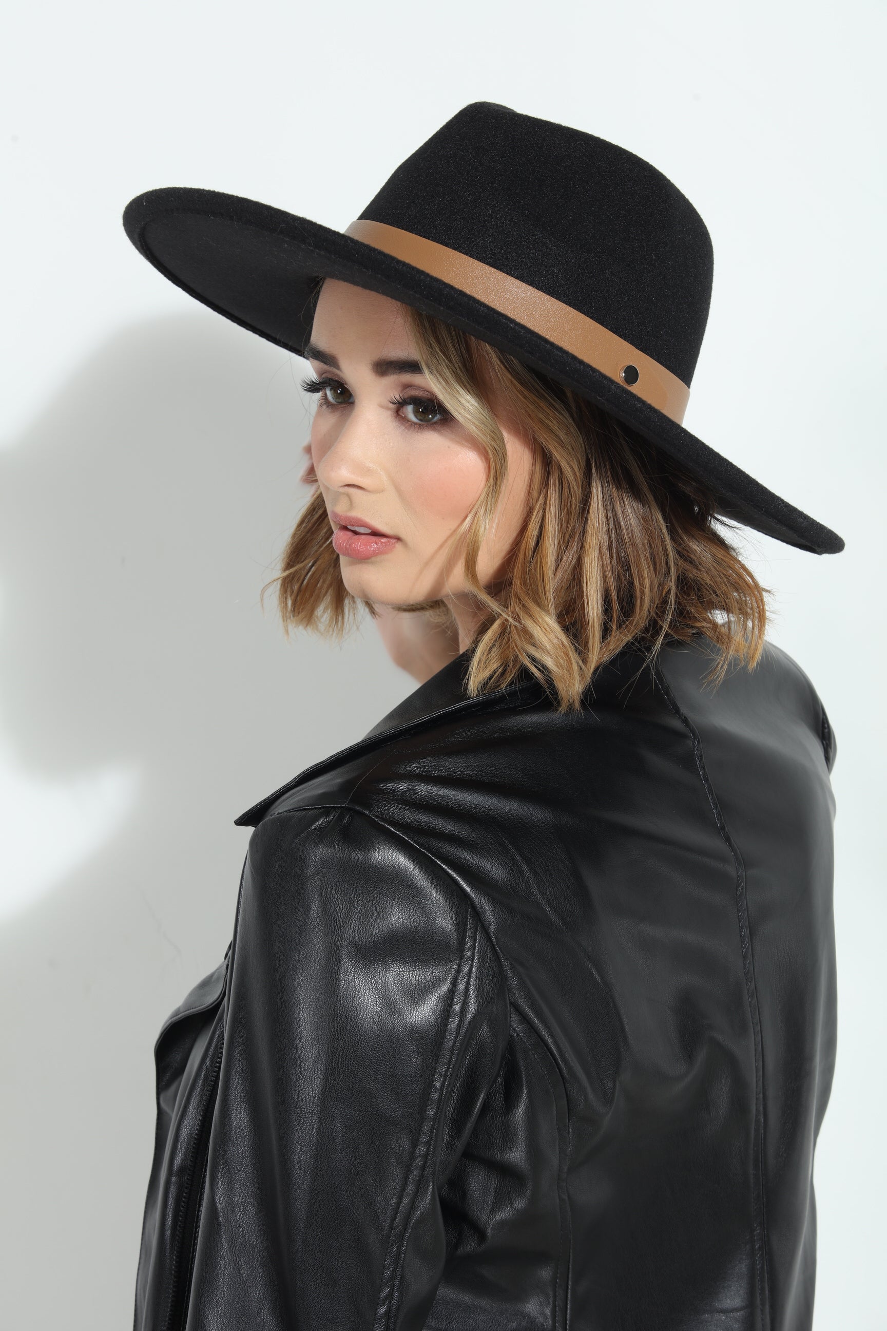 Leah Black Felt Fedora Hat