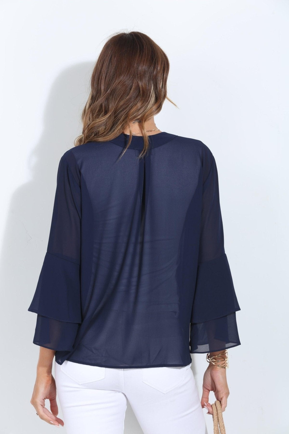 Navy Boho Chiffon Jacket-BEST SELLER