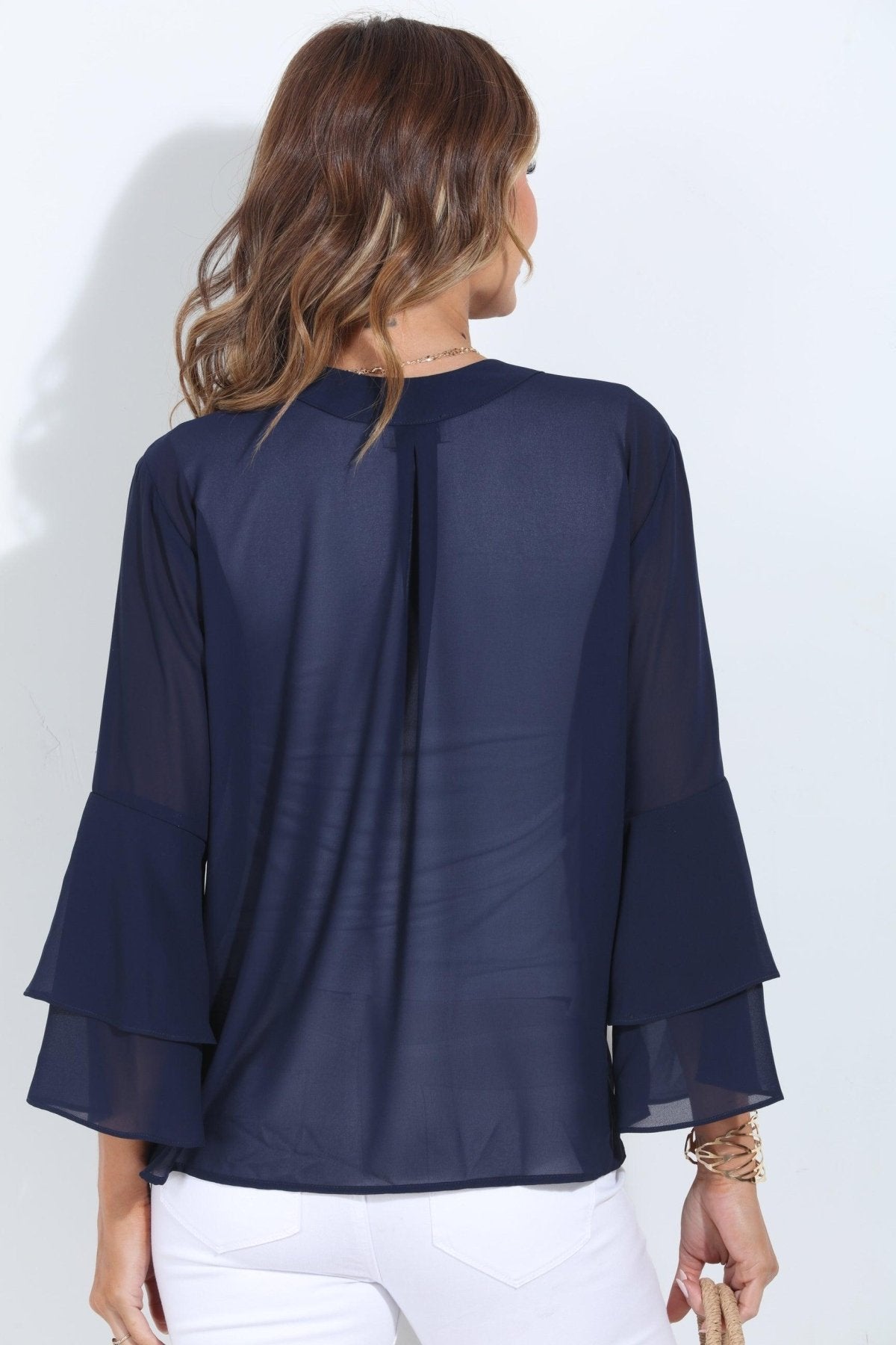 Navy Boho Chiffon Jacket-BEST SELLER