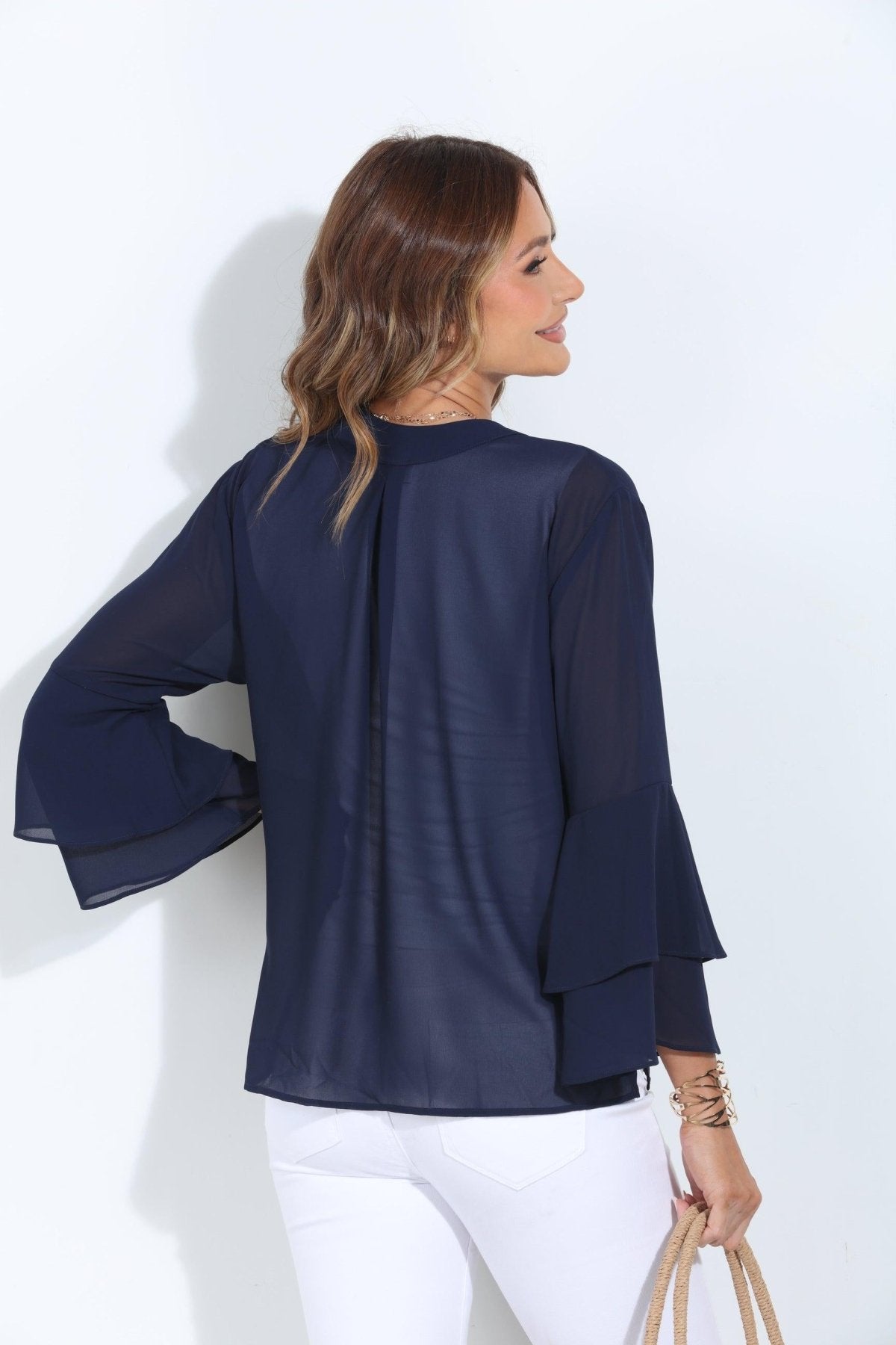 Navy Boho Chiffon Jacket-BEST SELLER