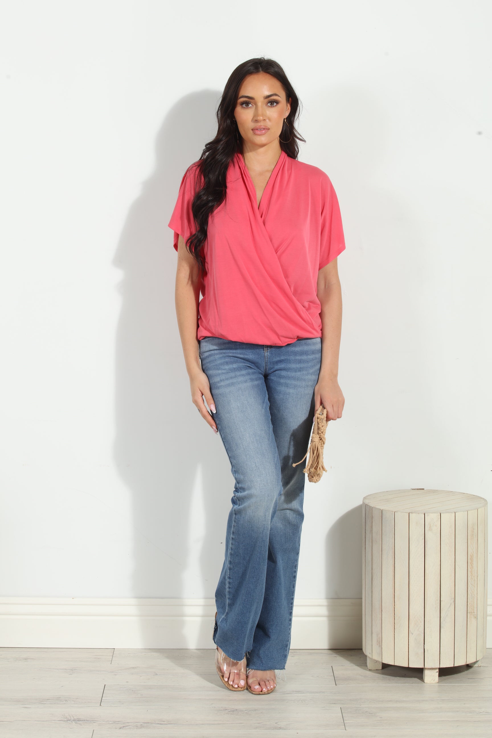 Coral Cupro Surplice Tee-BEST SELLER