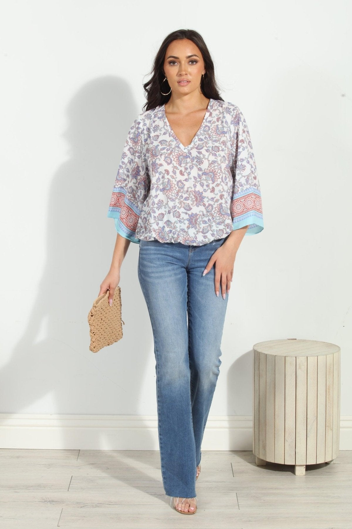 Prima Bell Sleeve Blouse-FINAL SALE