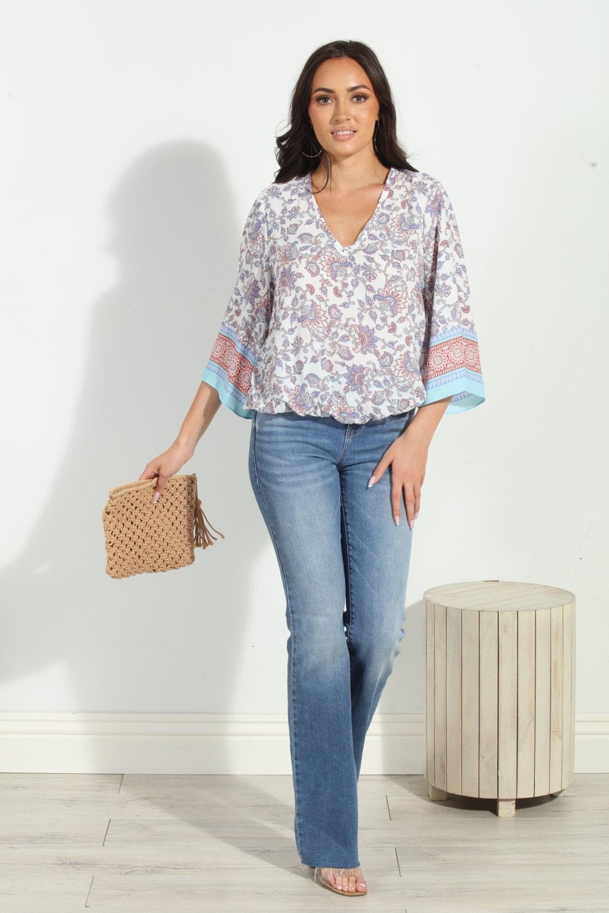Prima Bell Sleeve Blouse-FINAL SALE