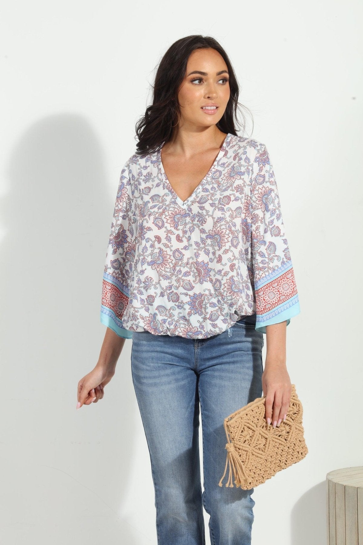 Prima Bell Sleeve Blouse-FINAL SALE