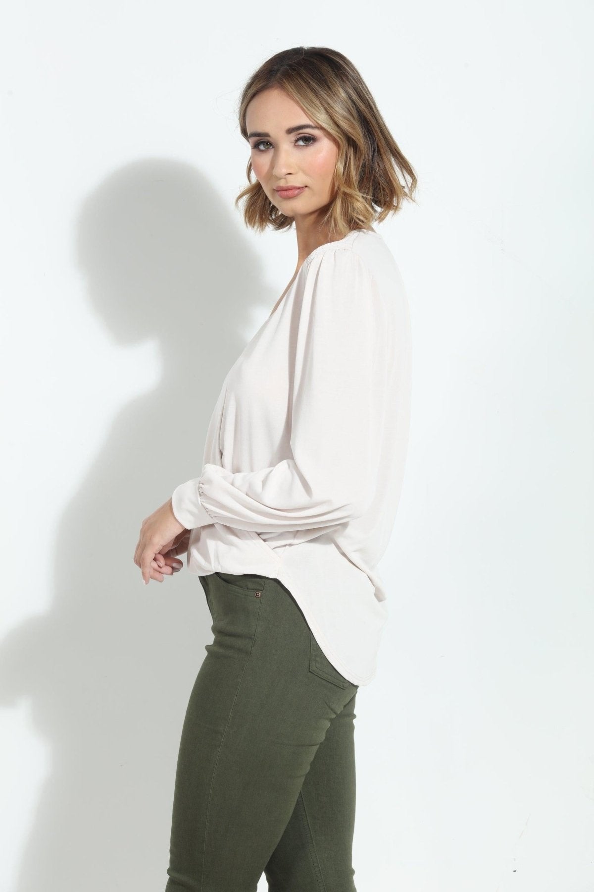 Vanilla Smocked Cupro Blouse-FINAL SALE