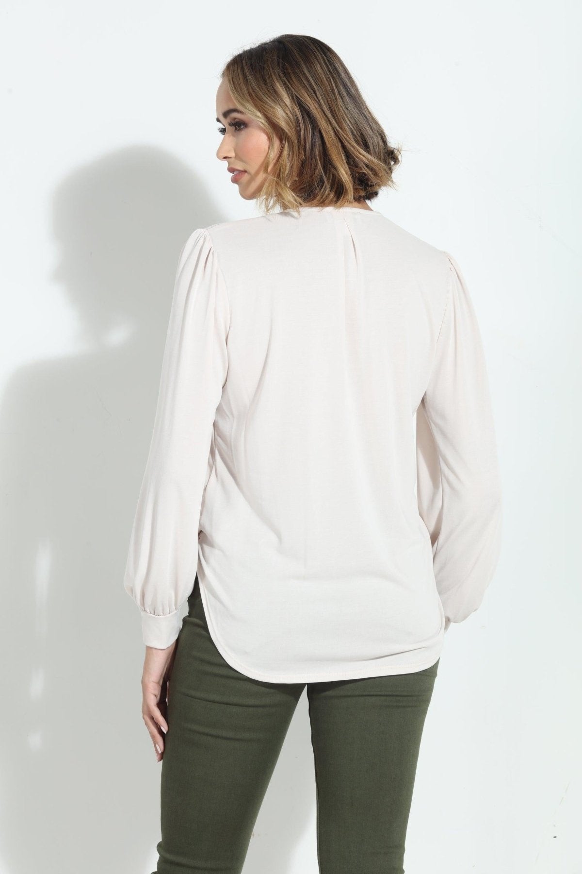Vanilla Smocked Cupro Blouse-FINAL SALE