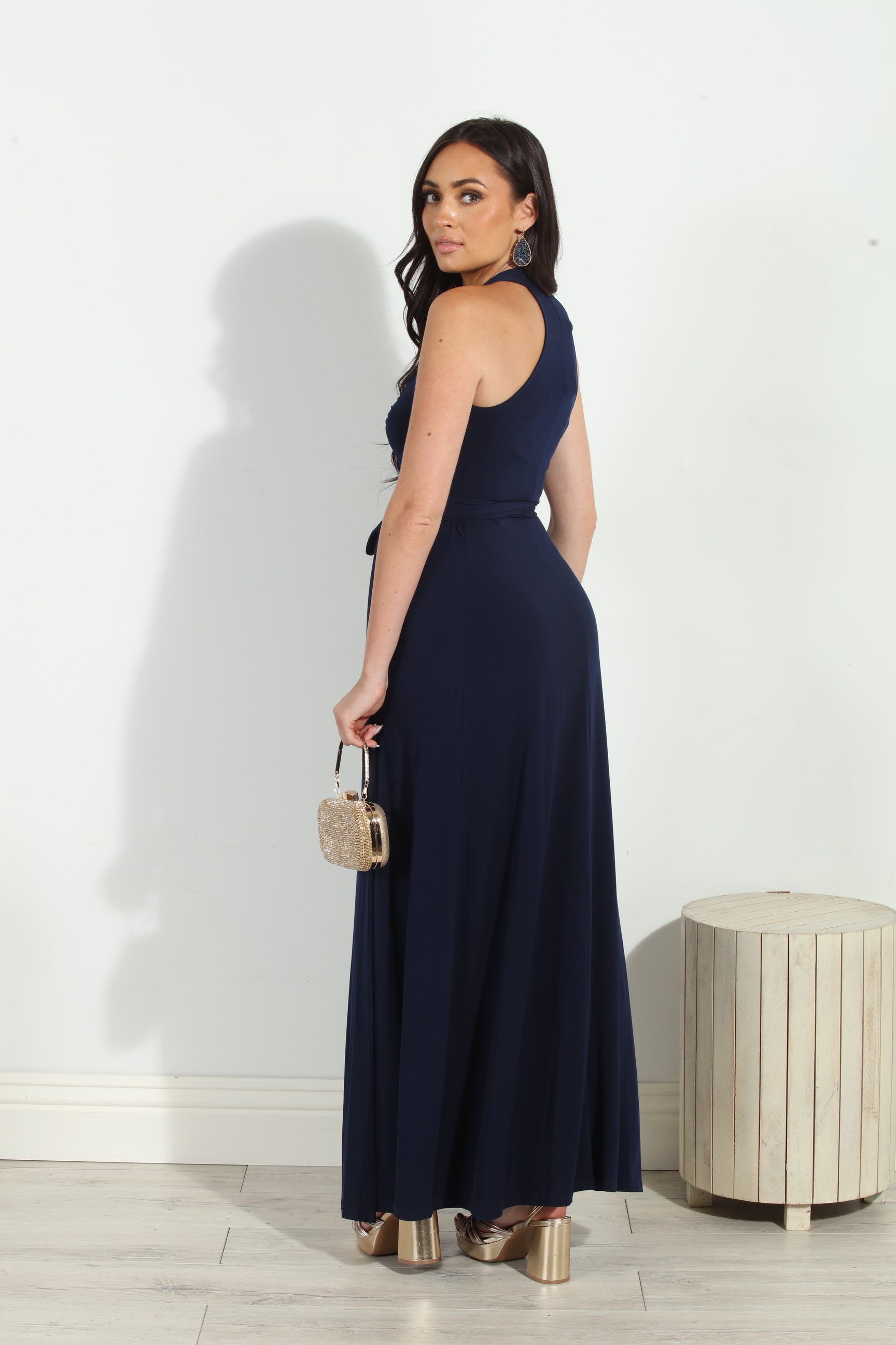 Navy Wrap Maxi Dress