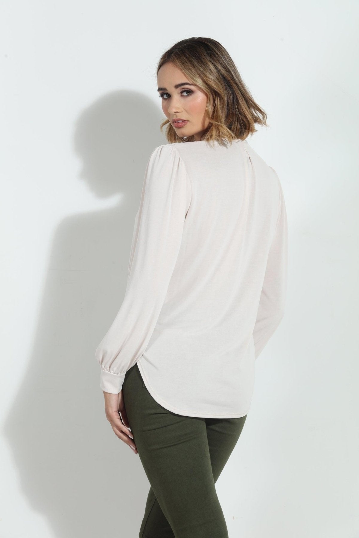 Vanilla Smocked Cupro Blouse-FINAL SALE