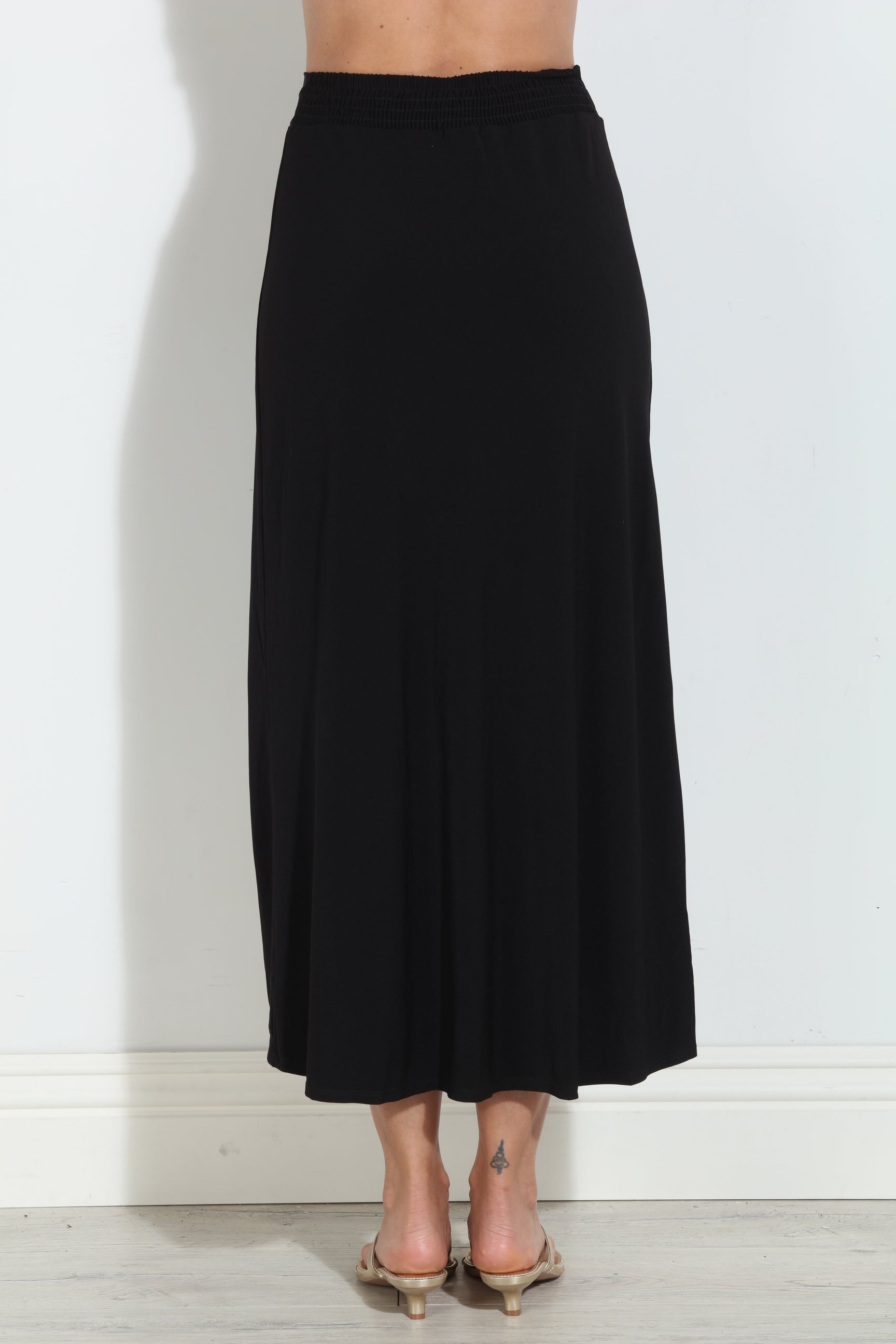 Black Faux Wrap Maxi Skirt