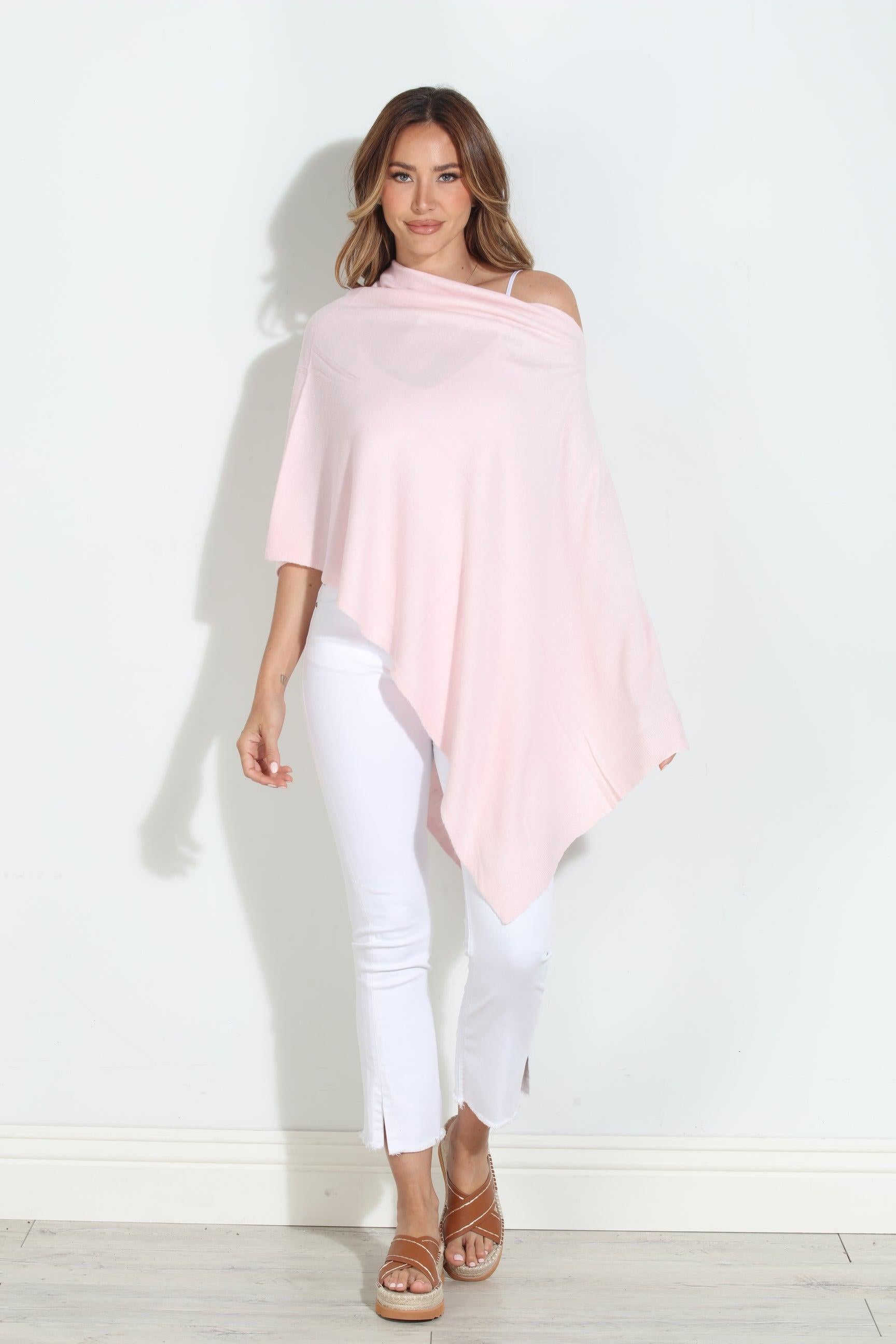 Pale Pink Throw-On Poncho