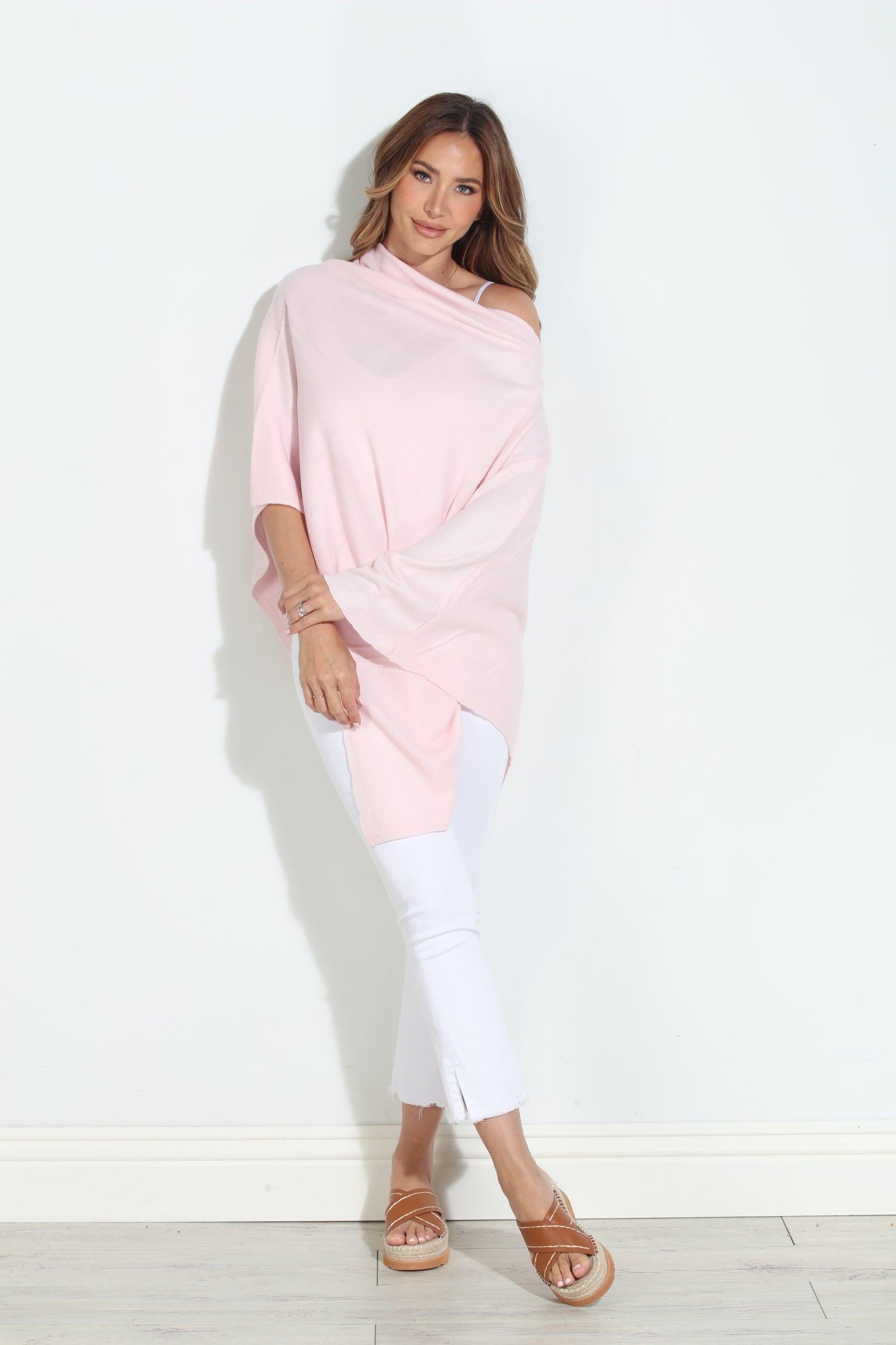 Pale Pink Throw-On Poncho