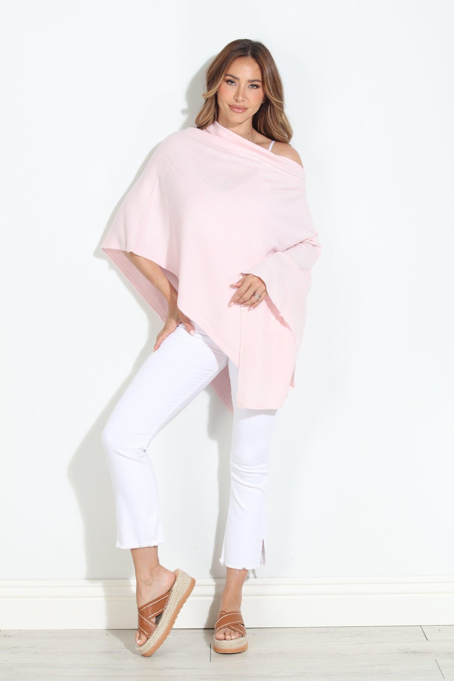 Pale Pink Throw-On Poncho