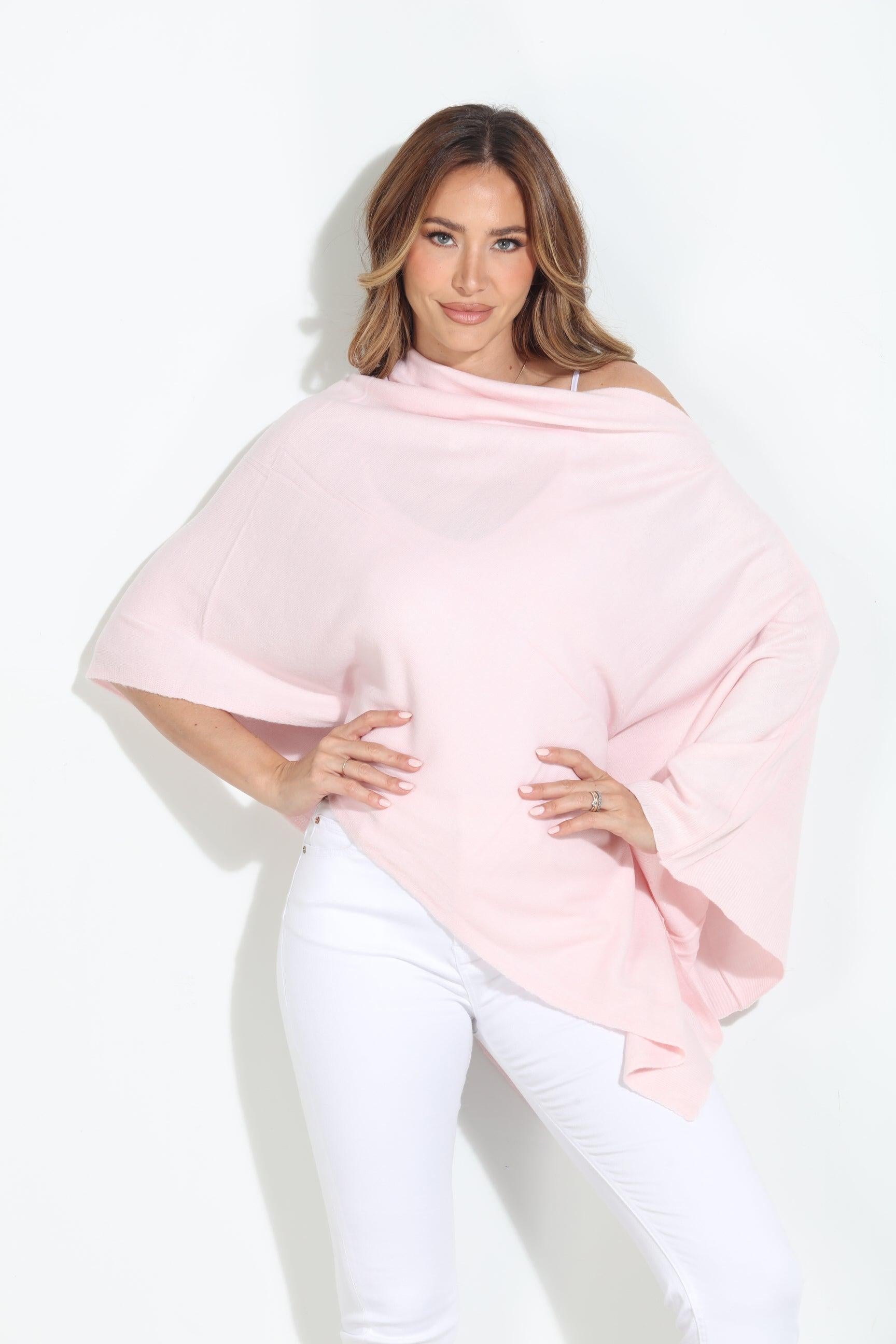 Pale Pink Throw-On Poncho
