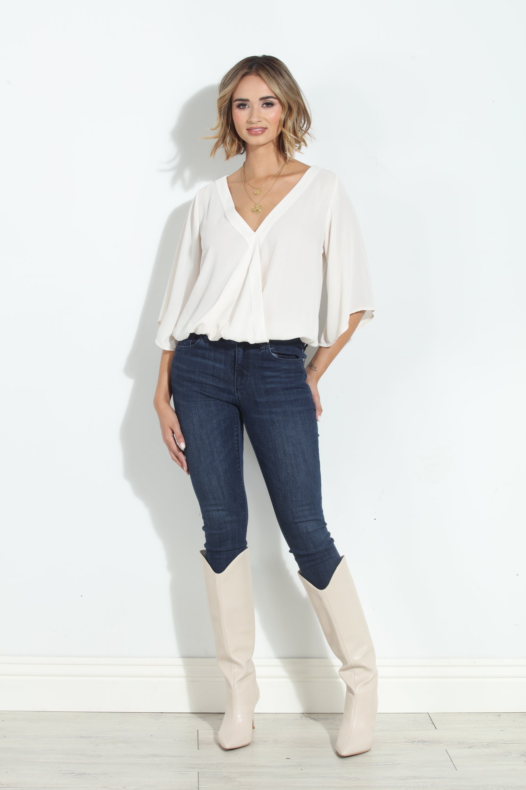 Buff Surplice Blouse-BEST SELLER