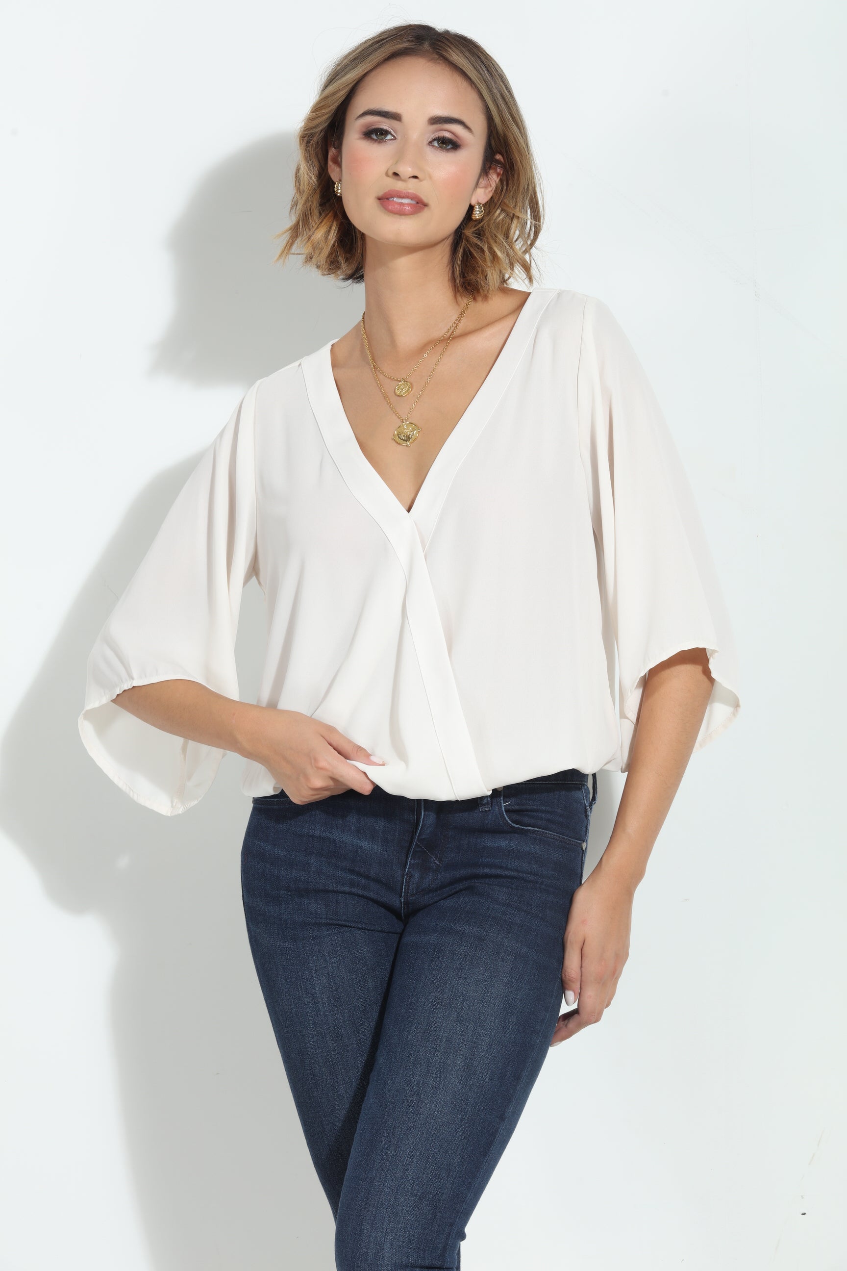 Buff Surplice Blouse-BEST SELLER