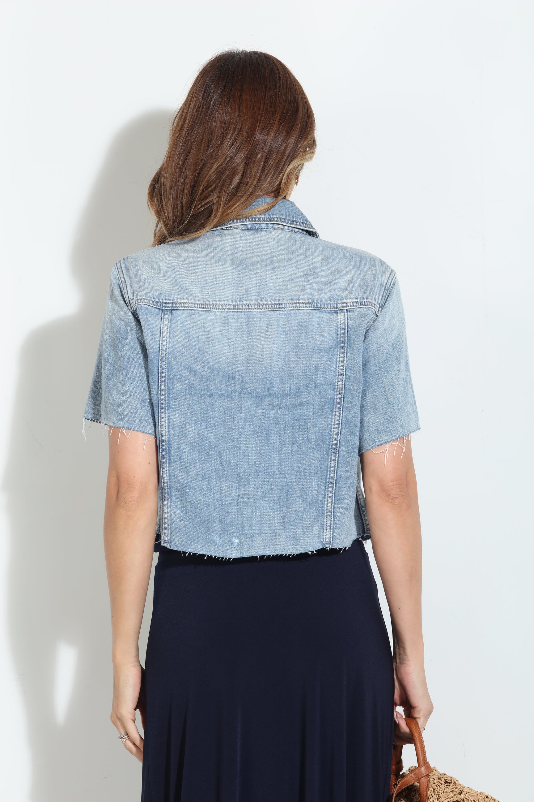 Hidden Jeans Cropped Light Wash Denim Jacket-FINAL SALE