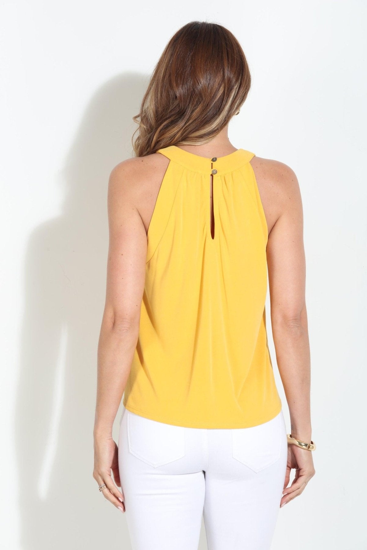 Mustard Hi-Neck Stretch Tank-BEST SELLER