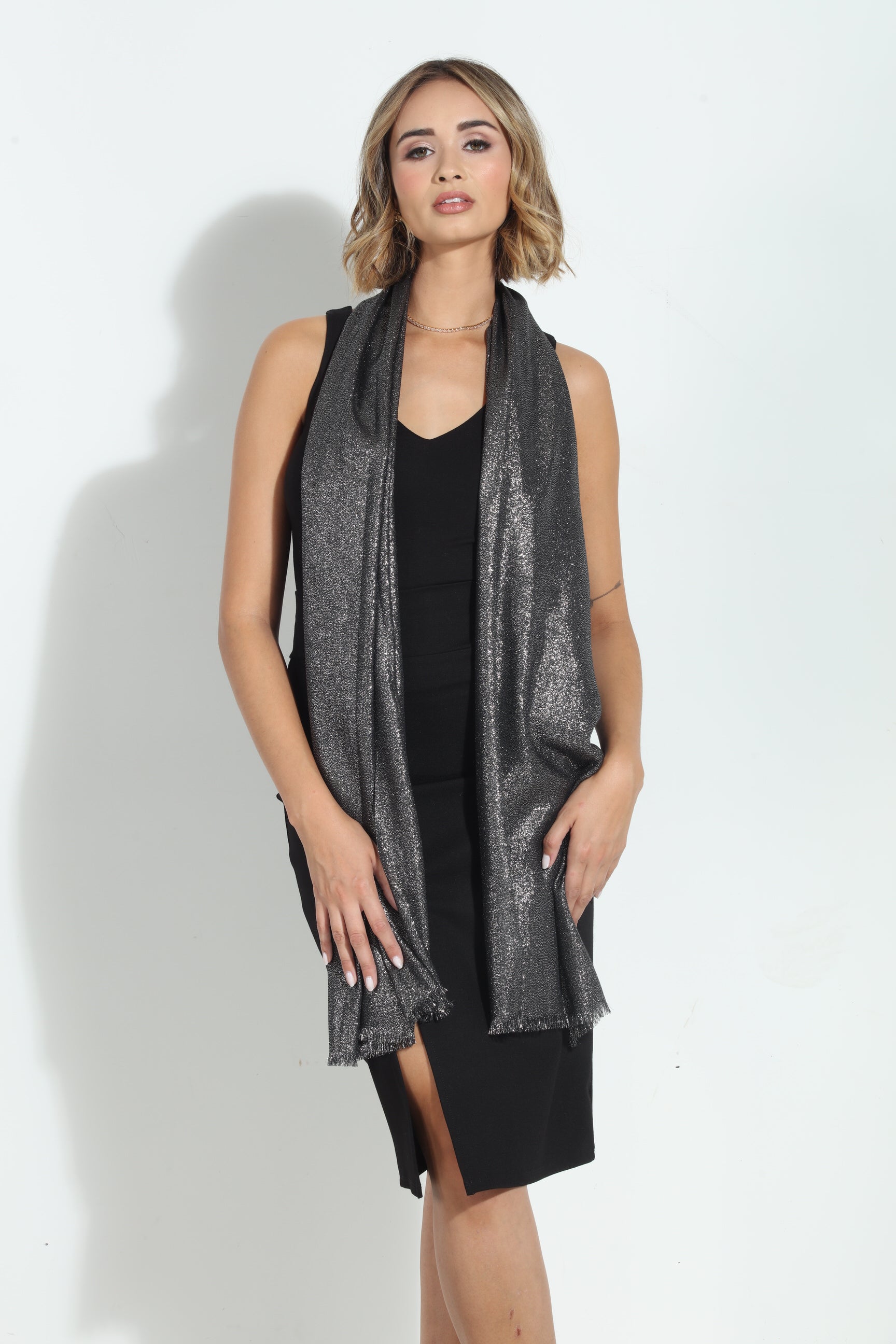 Black Metallic Scarf