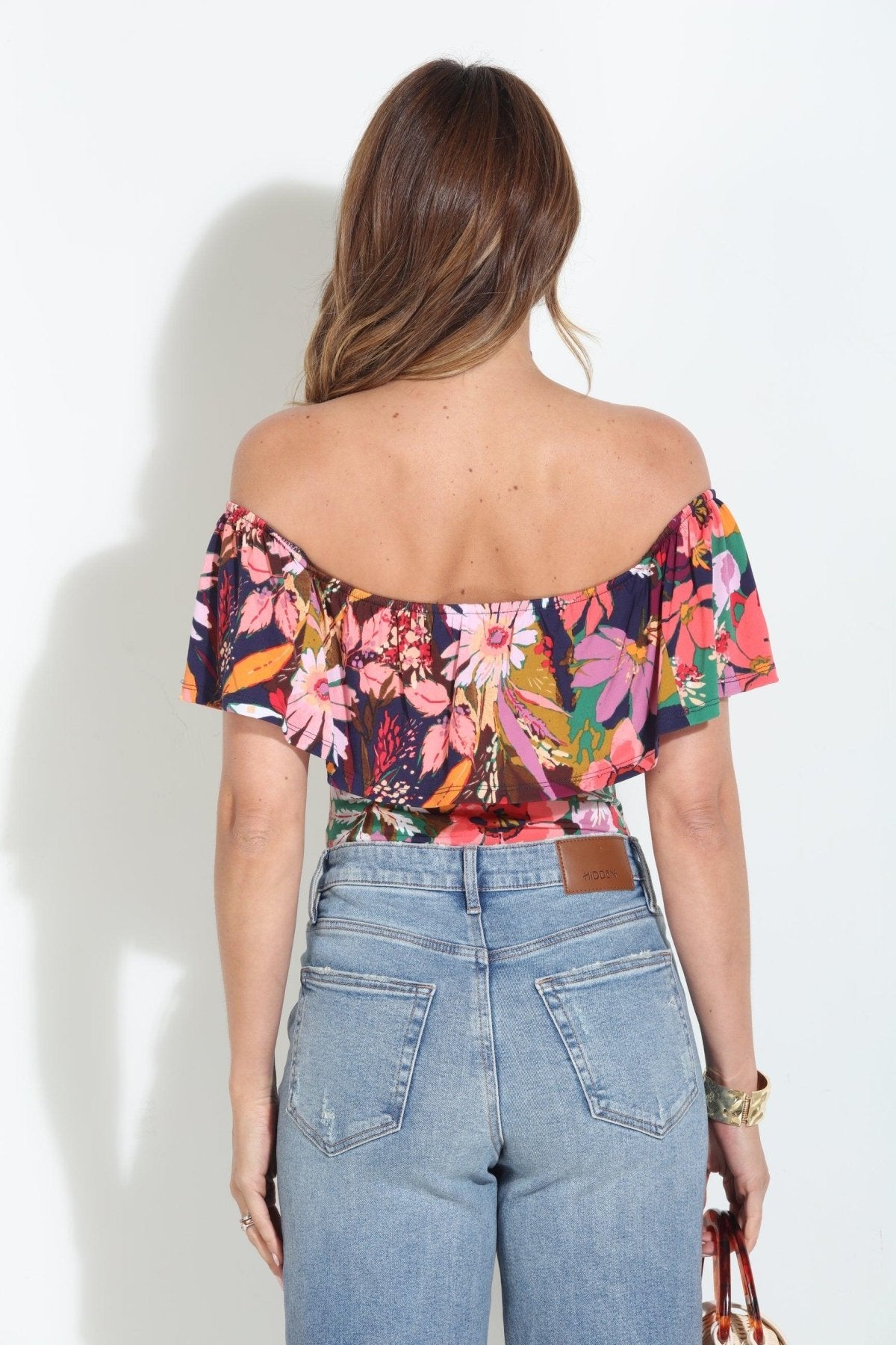Winslowe Stretch OTS Ruffle Bodysuit-FINAL SALE