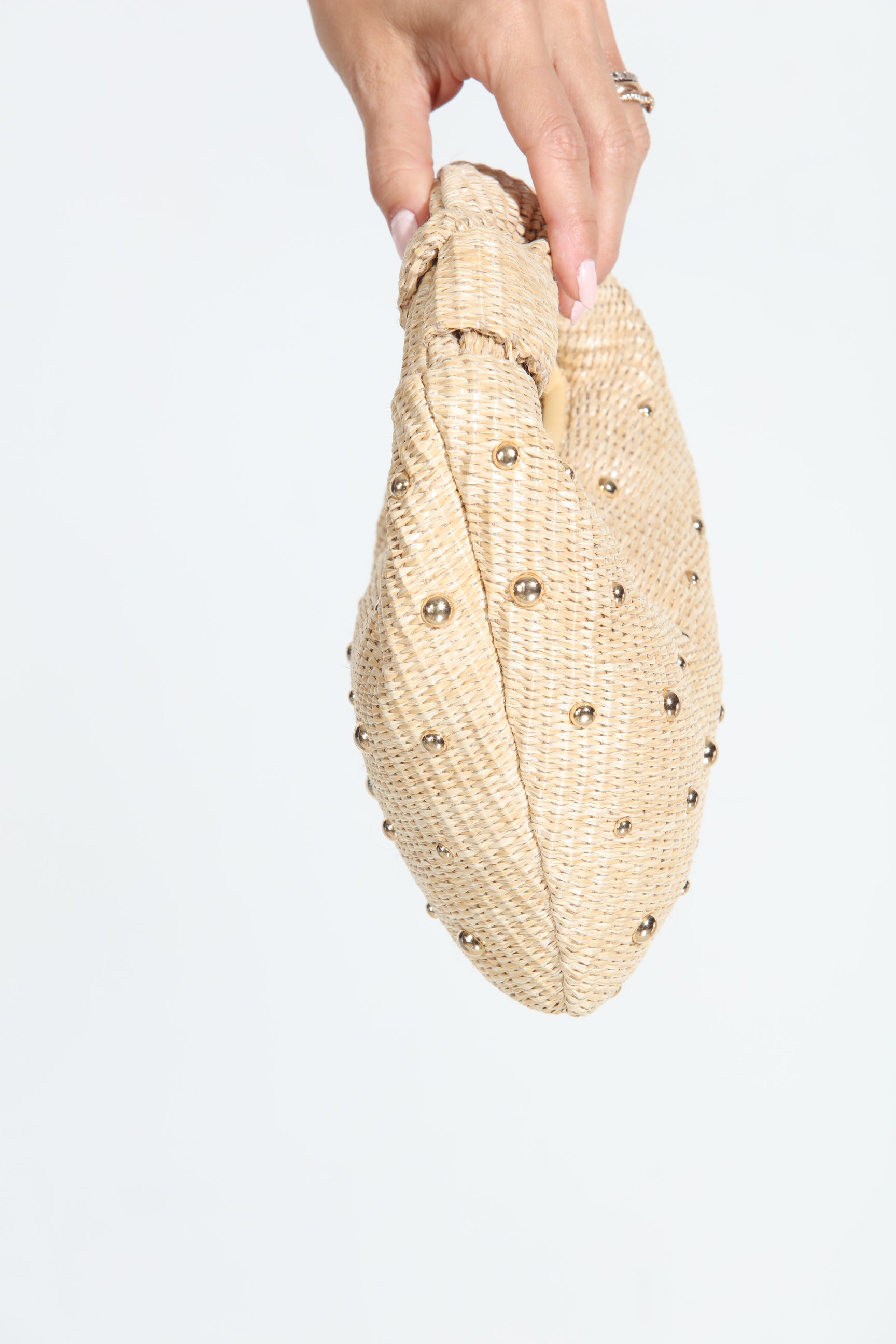 Addison Studded Straw Handbag