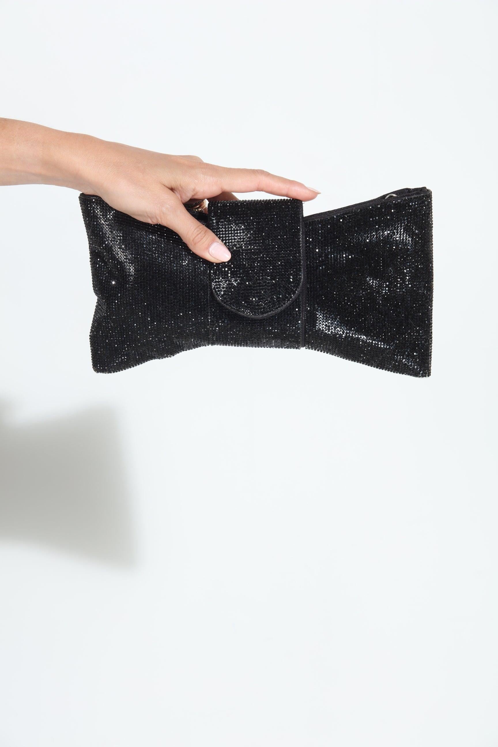Black Crystal Bow Clutch