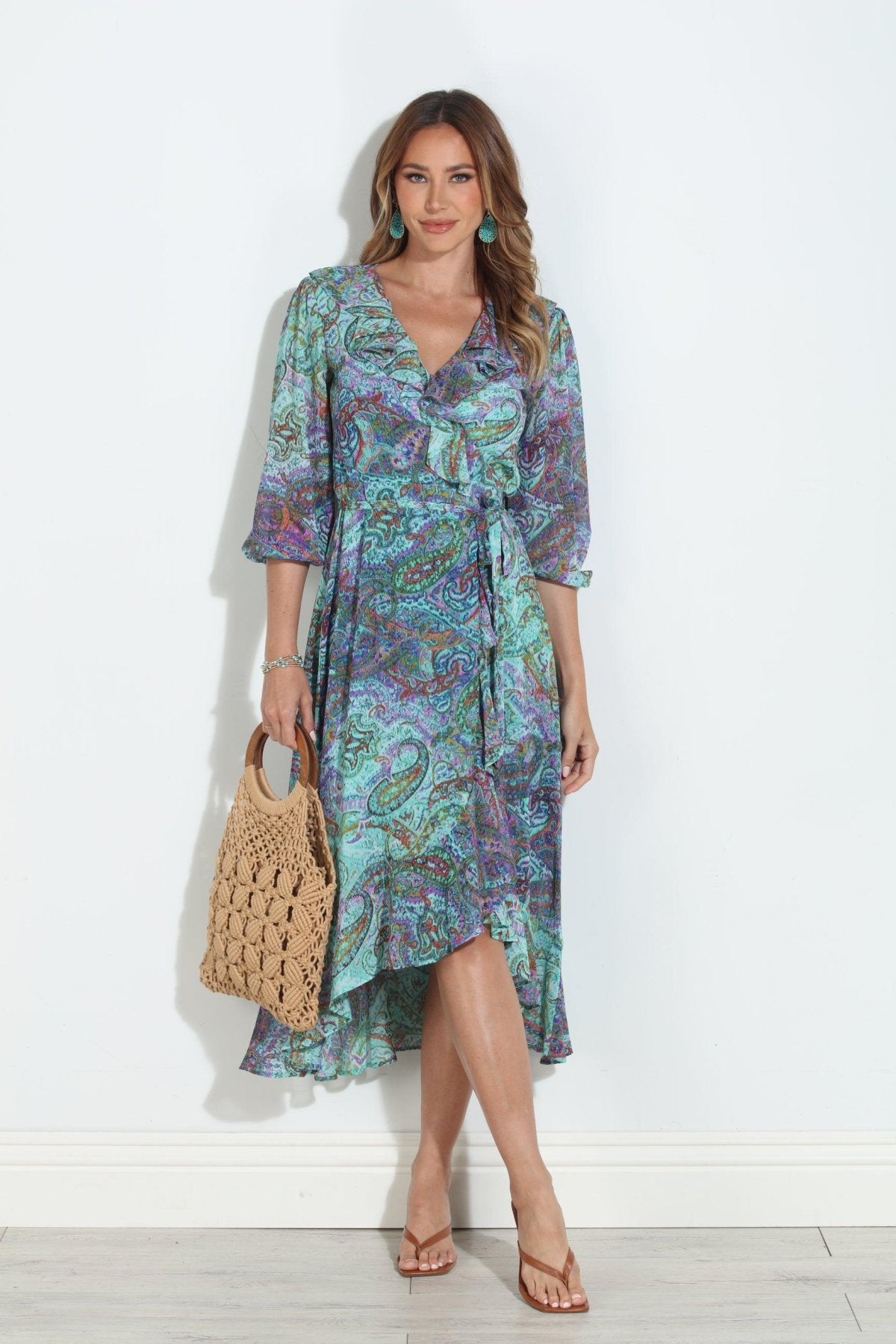Arielle Chiffon Ruffle Wrap Dress-BEST SELLER