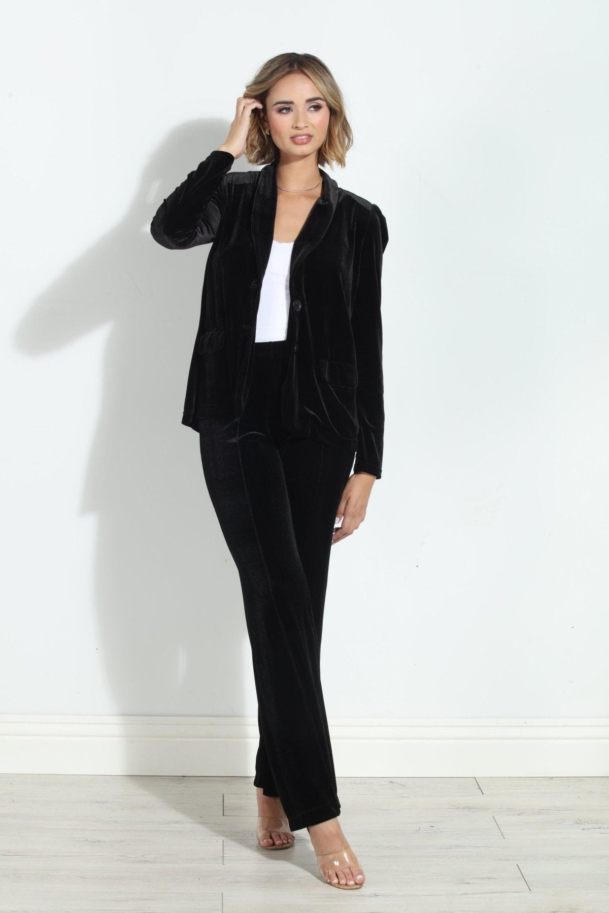 Black Velvet Palazzo Leg Pants-BEST SELLER