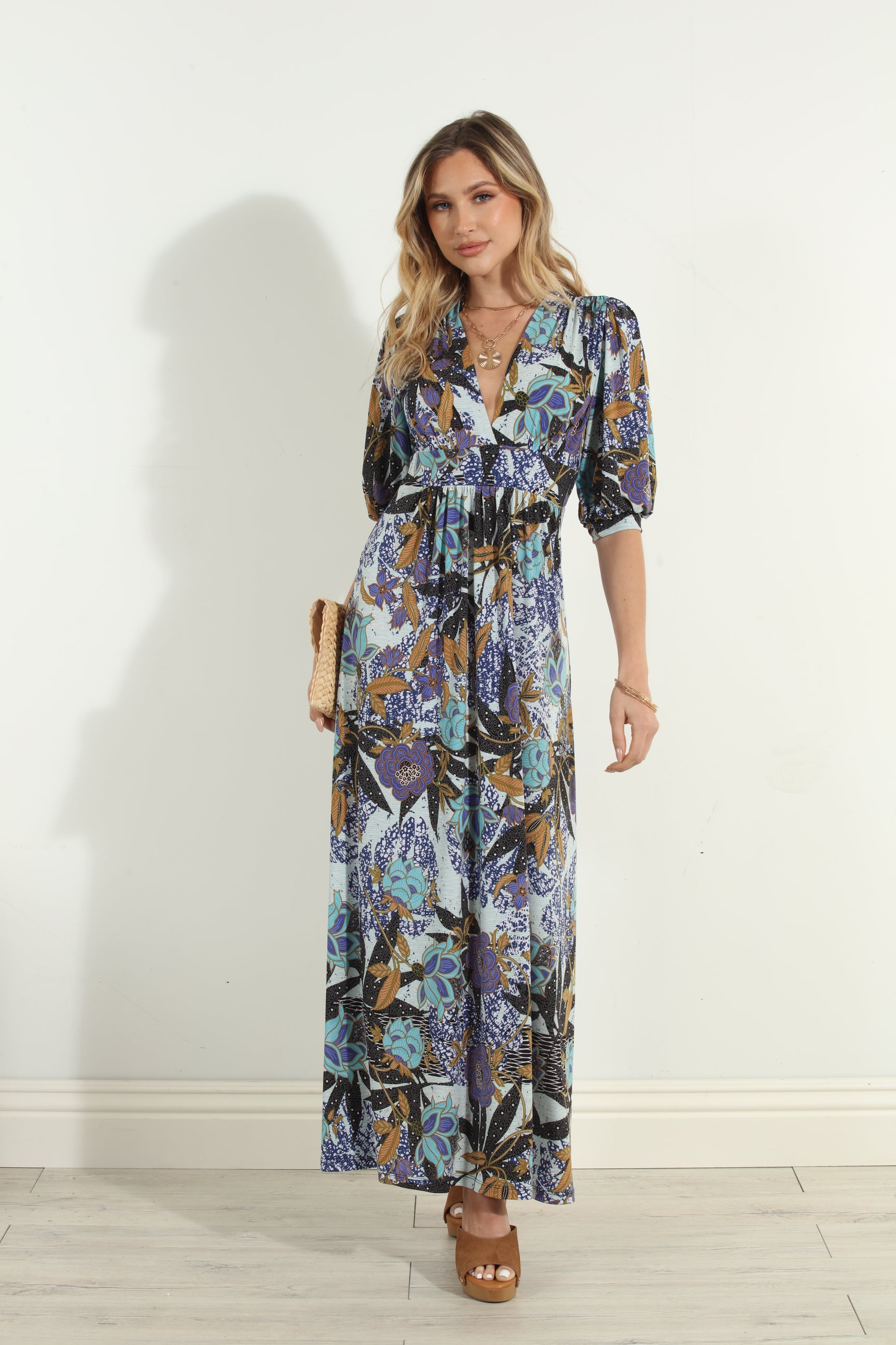 Stefano Stretch Puff Sleeve Maxi Dress