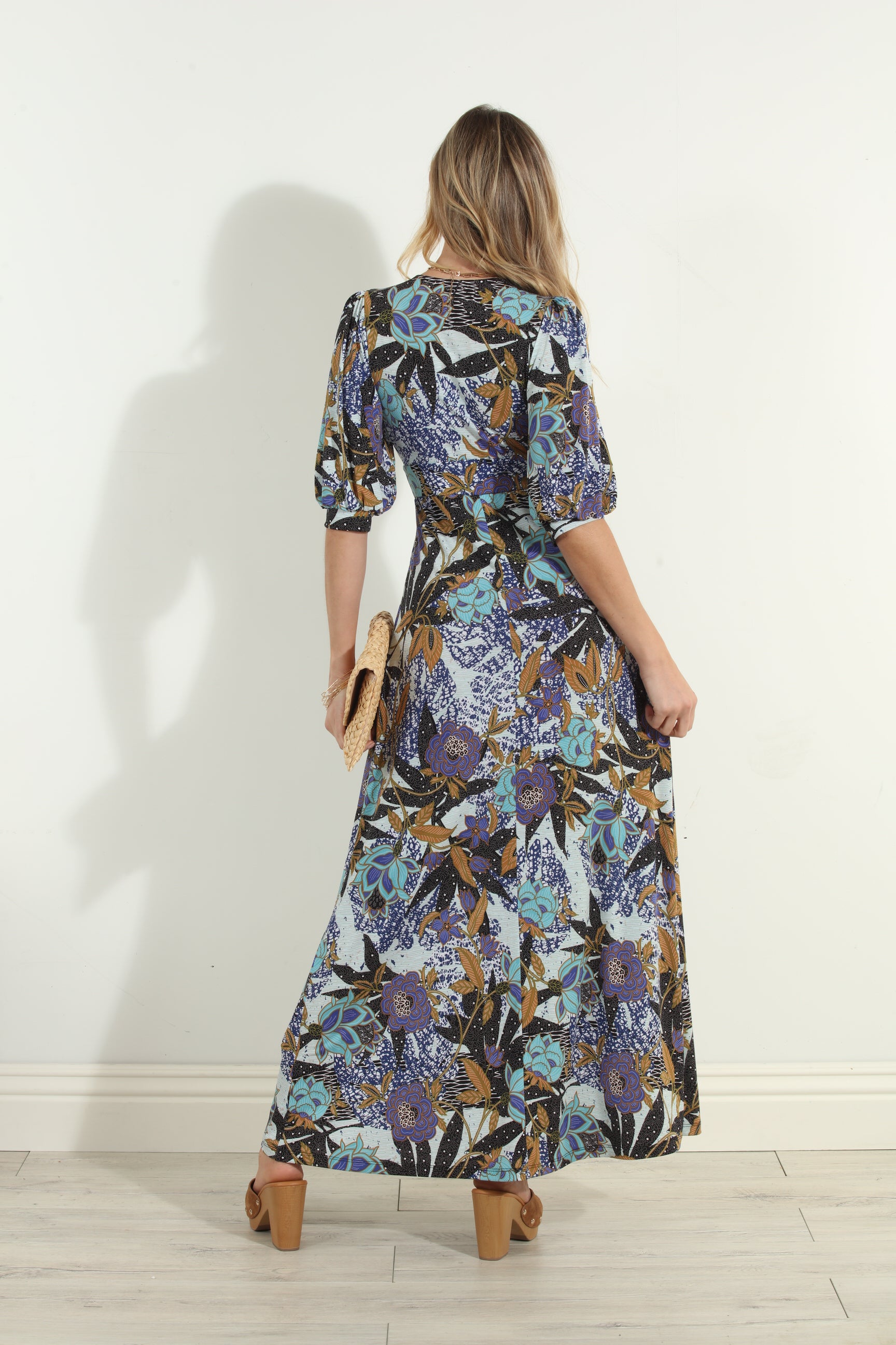 Stefano Stretch Puff Sleeve Maxi Dress