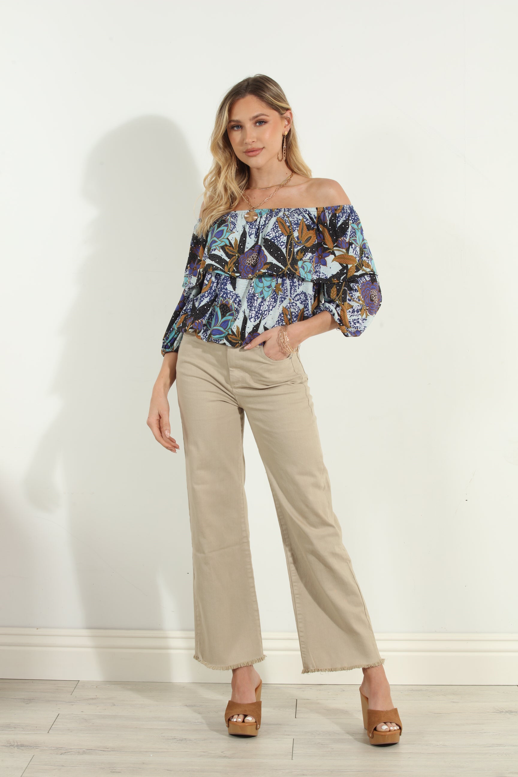 Stefano Stretch OTS Ruffle Top