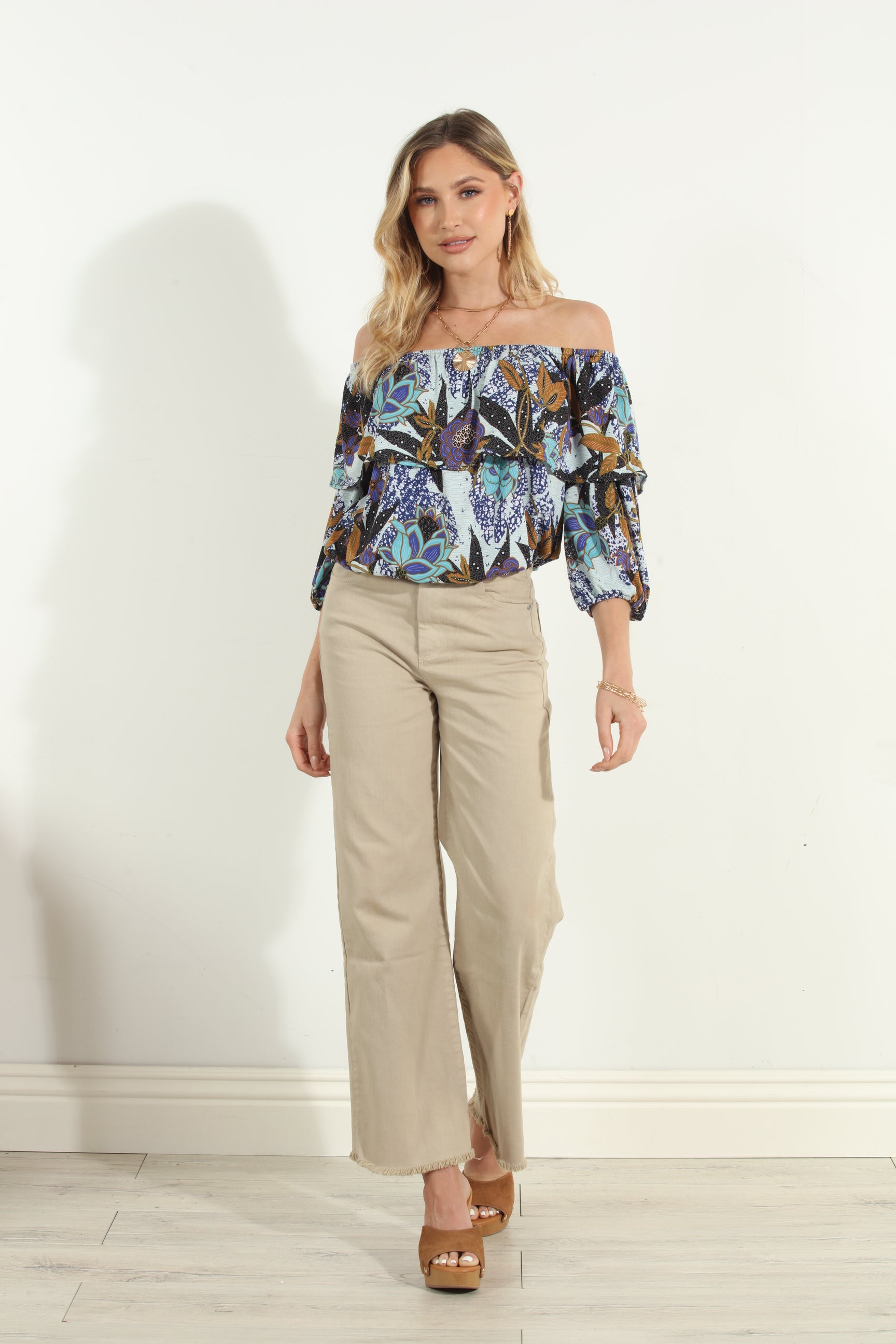 Stefano Stretch OTS Ruffle Top