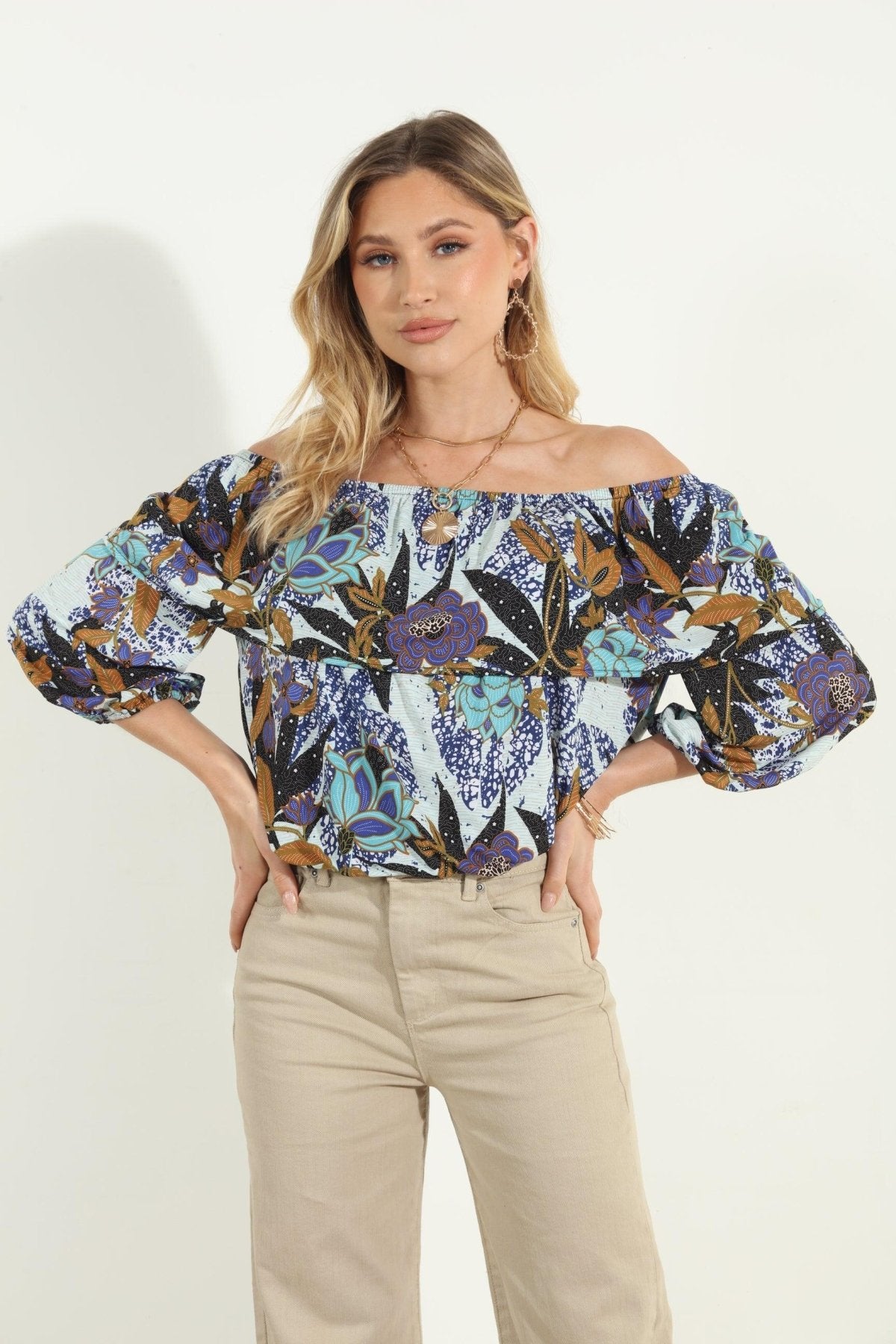 Stefano Stretch OTS Ruffle Top-FINAL SALE