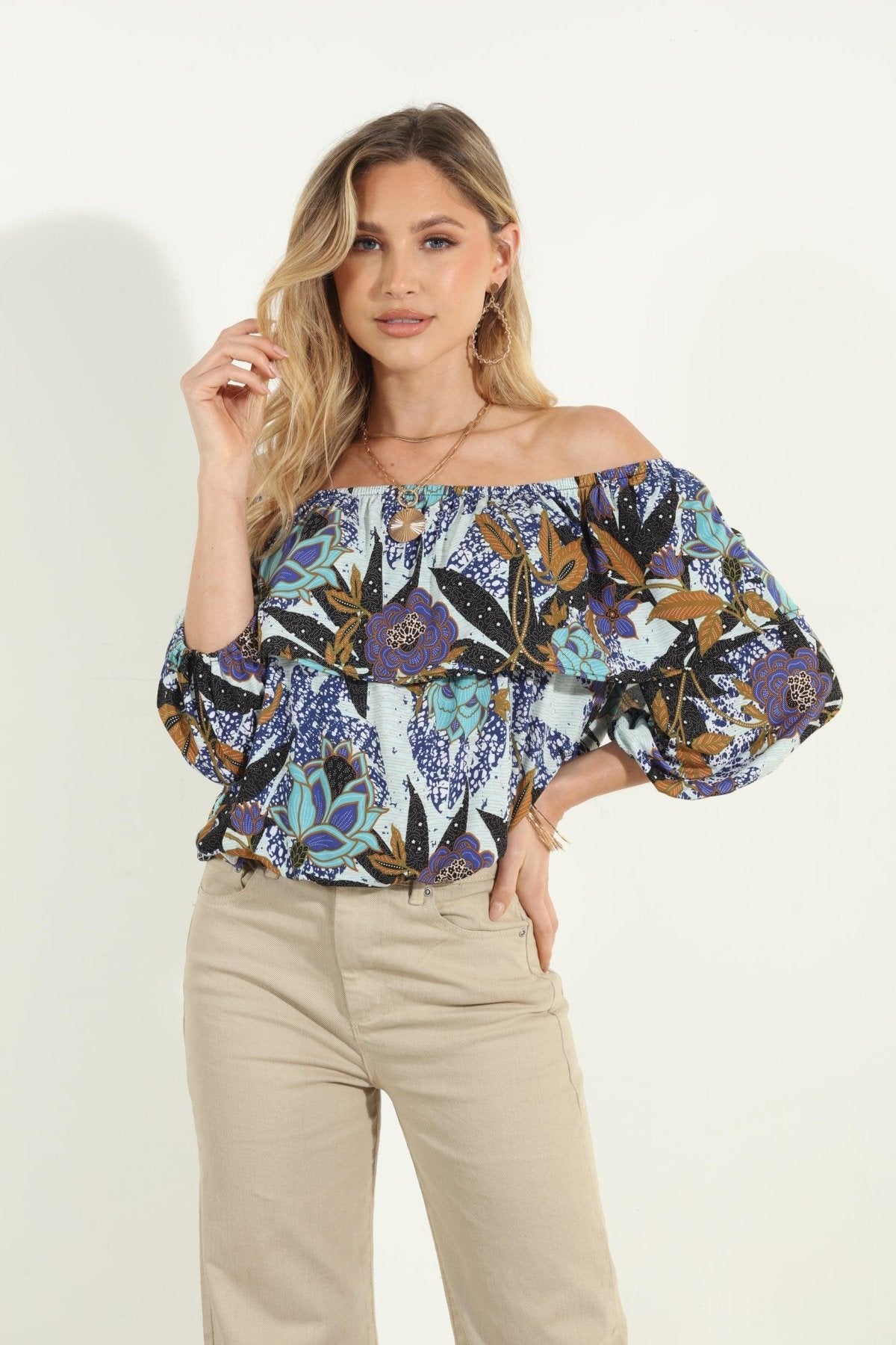 Stefano Stretch OTS Ruffle Top-FINAL SALE