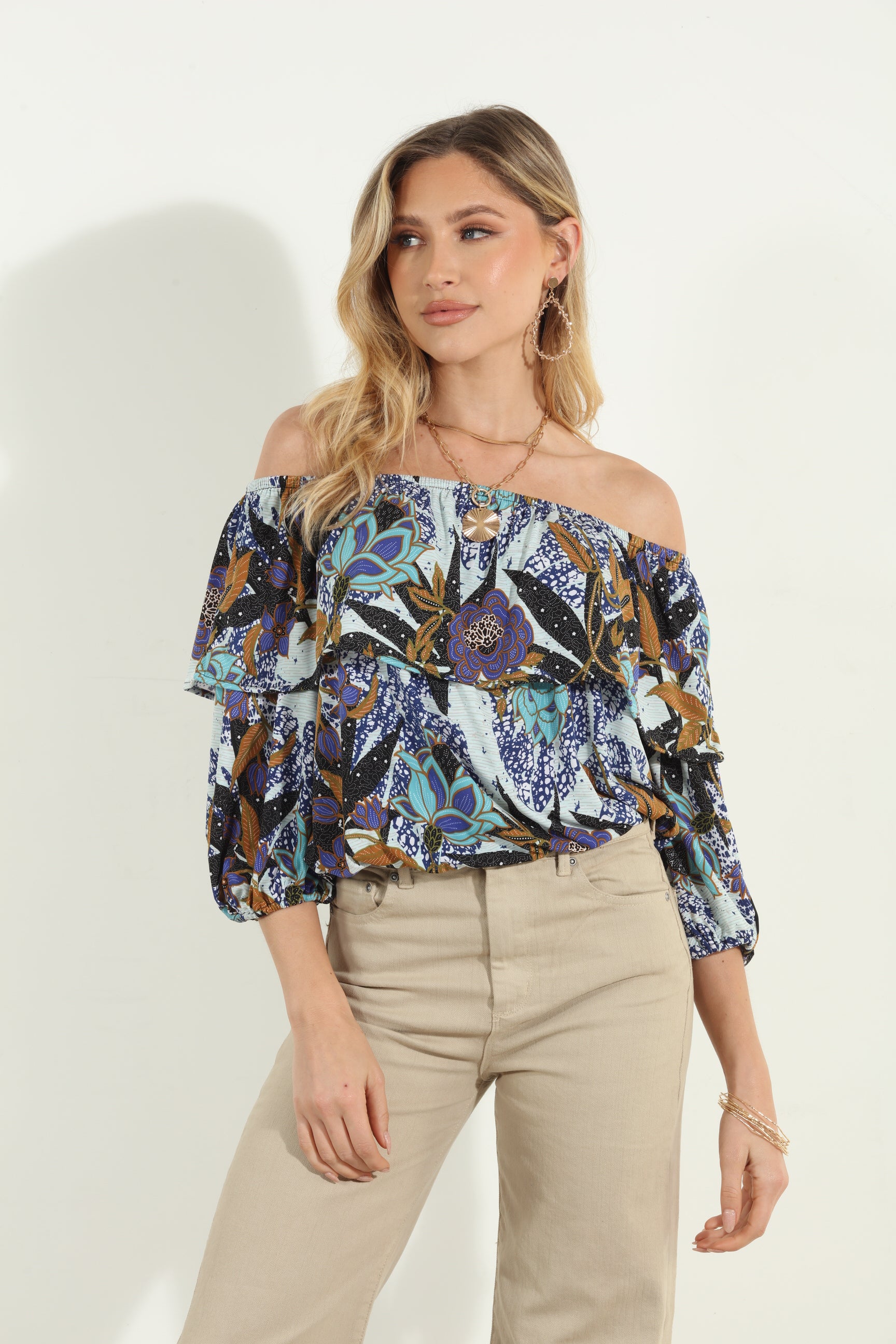 Stefano Stretch OTS Ruffle Top