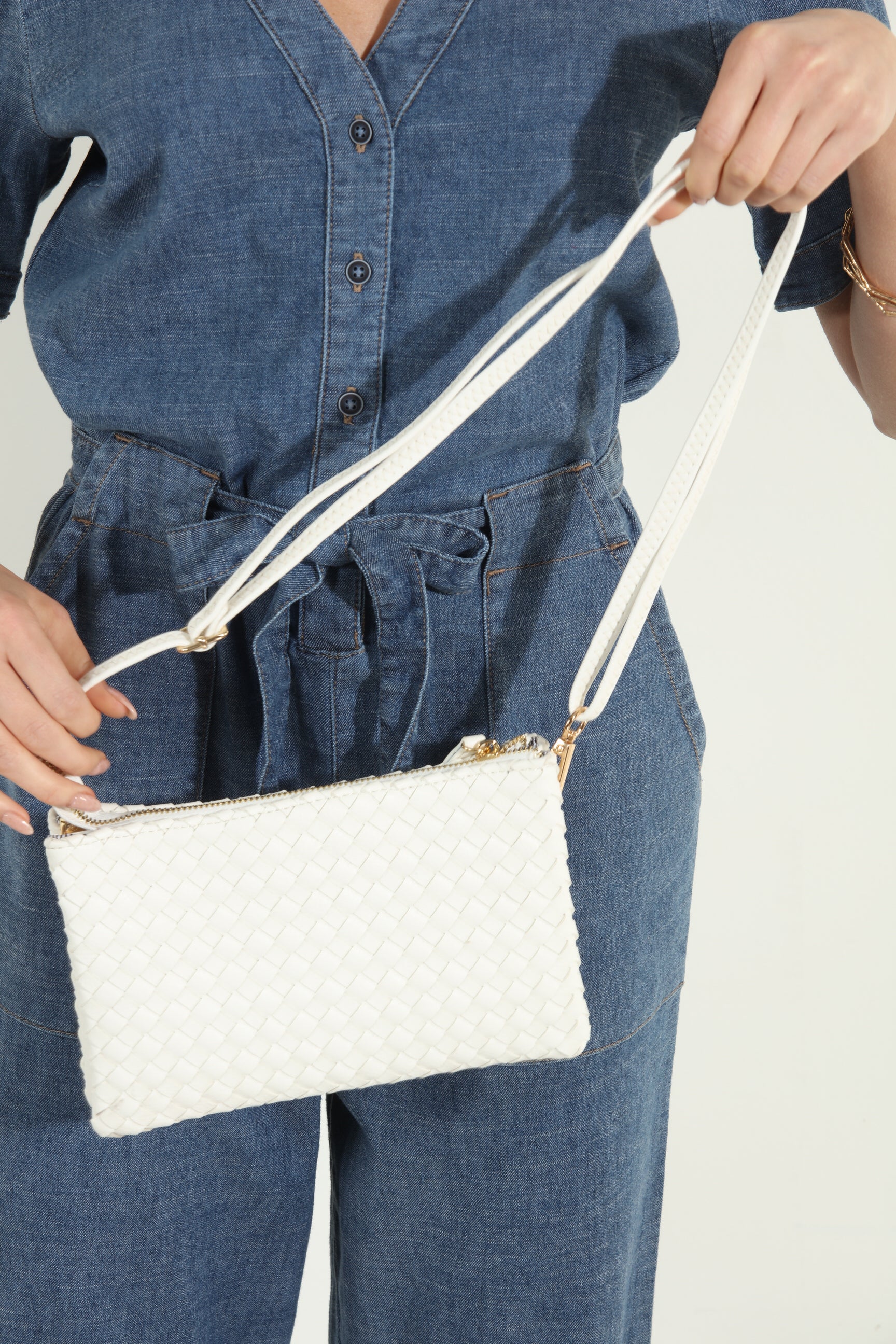 White Woven Clutch