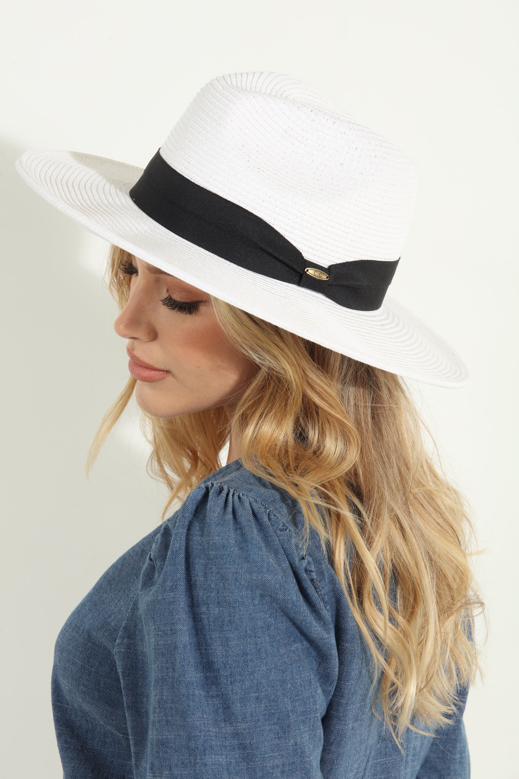 White + Black Fedora Hat