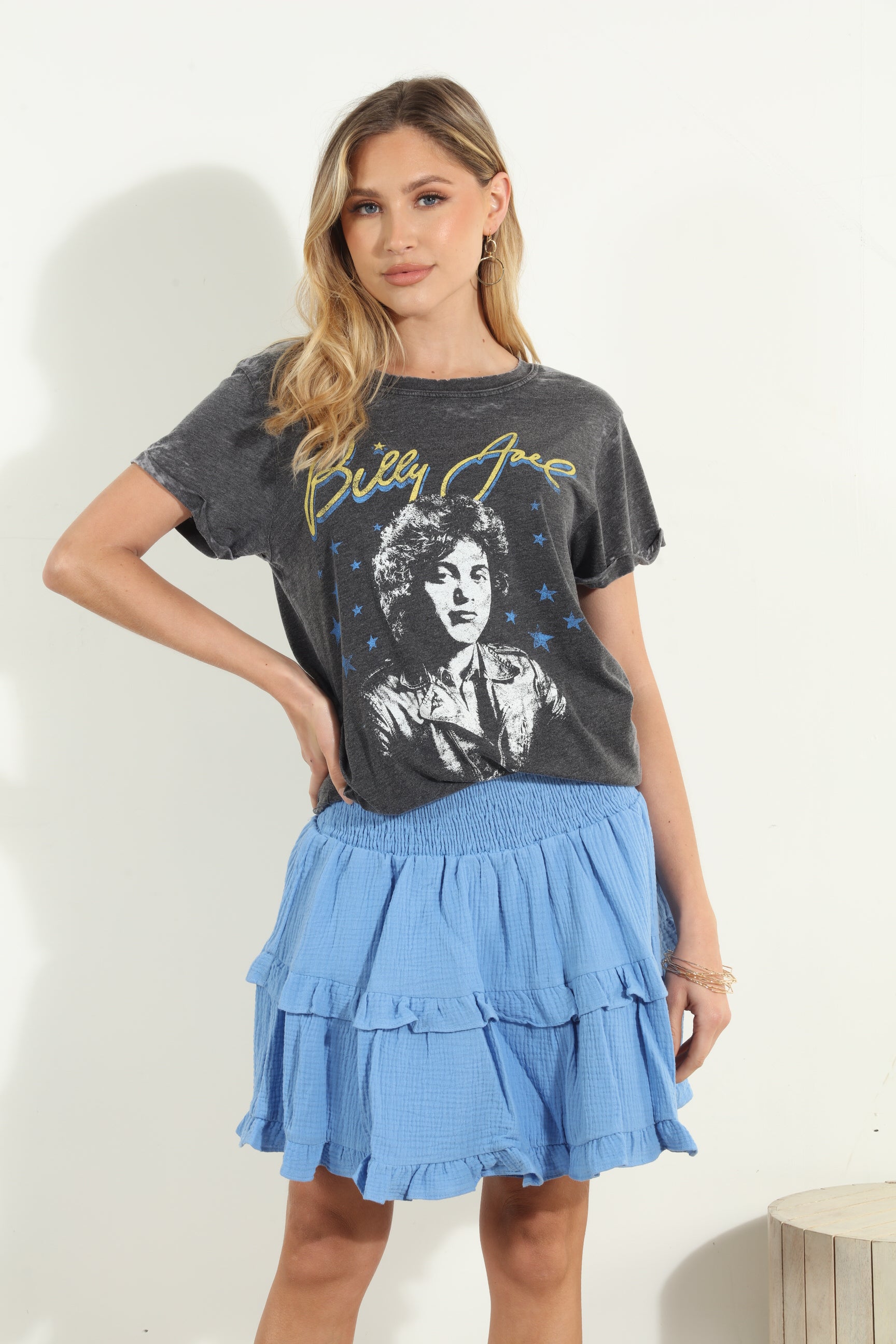 Cornflower Mini Ruffle Skirt-FINAL SALE
