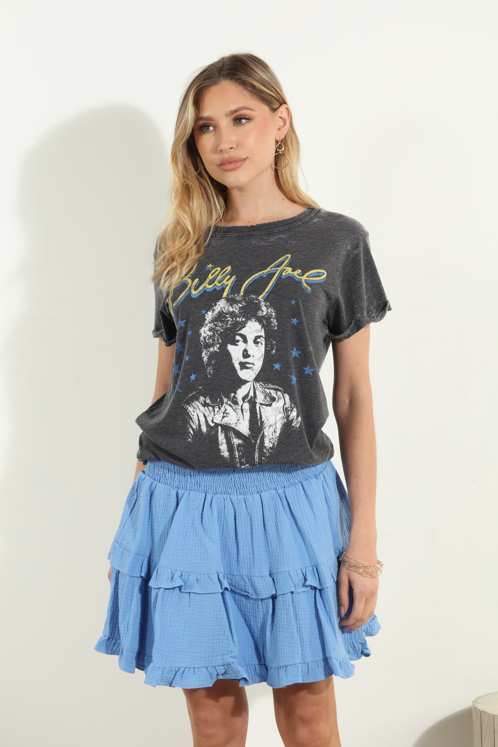 Cornflower Mini Ruffle Skirt-FINAL SALE