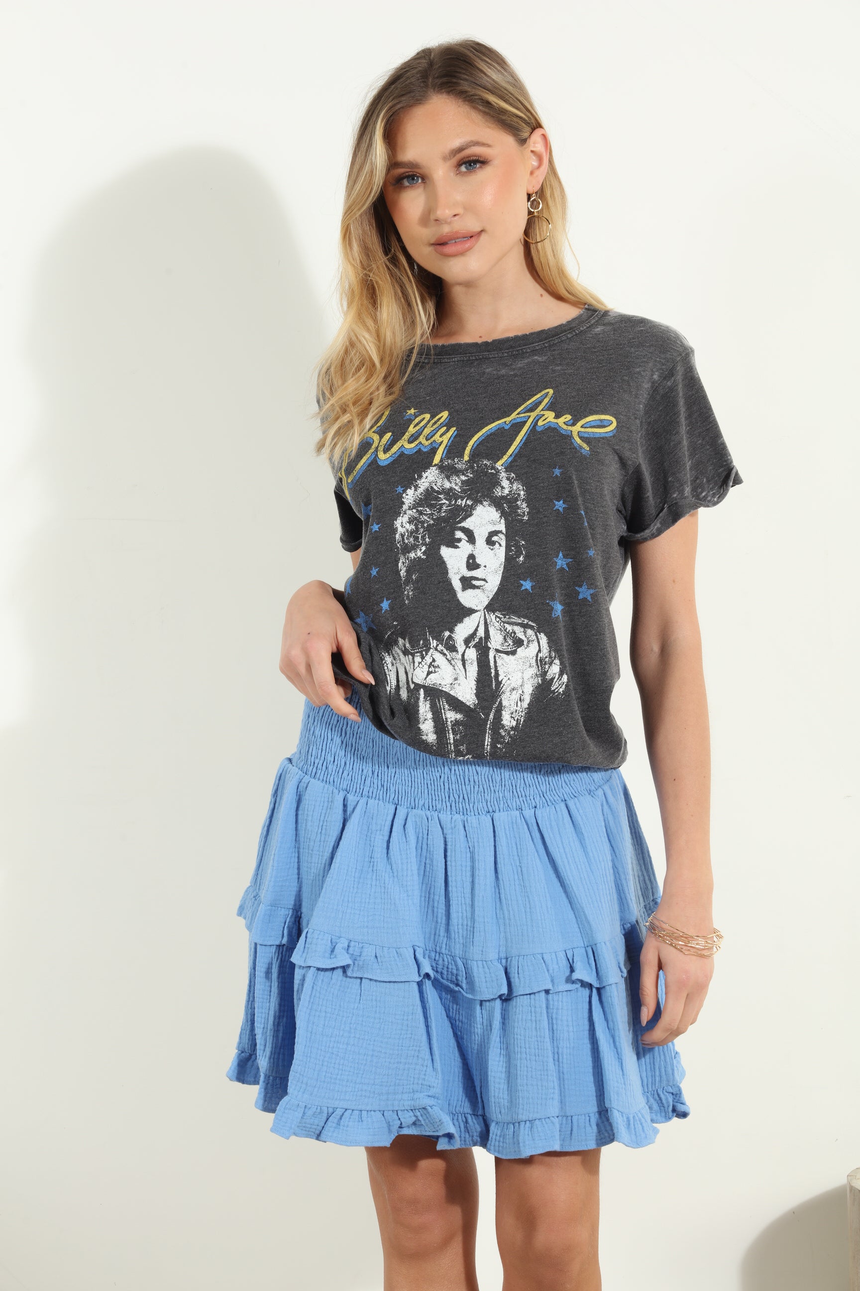 Cornflower Mini Ruffle Skirt-FINAL SALE