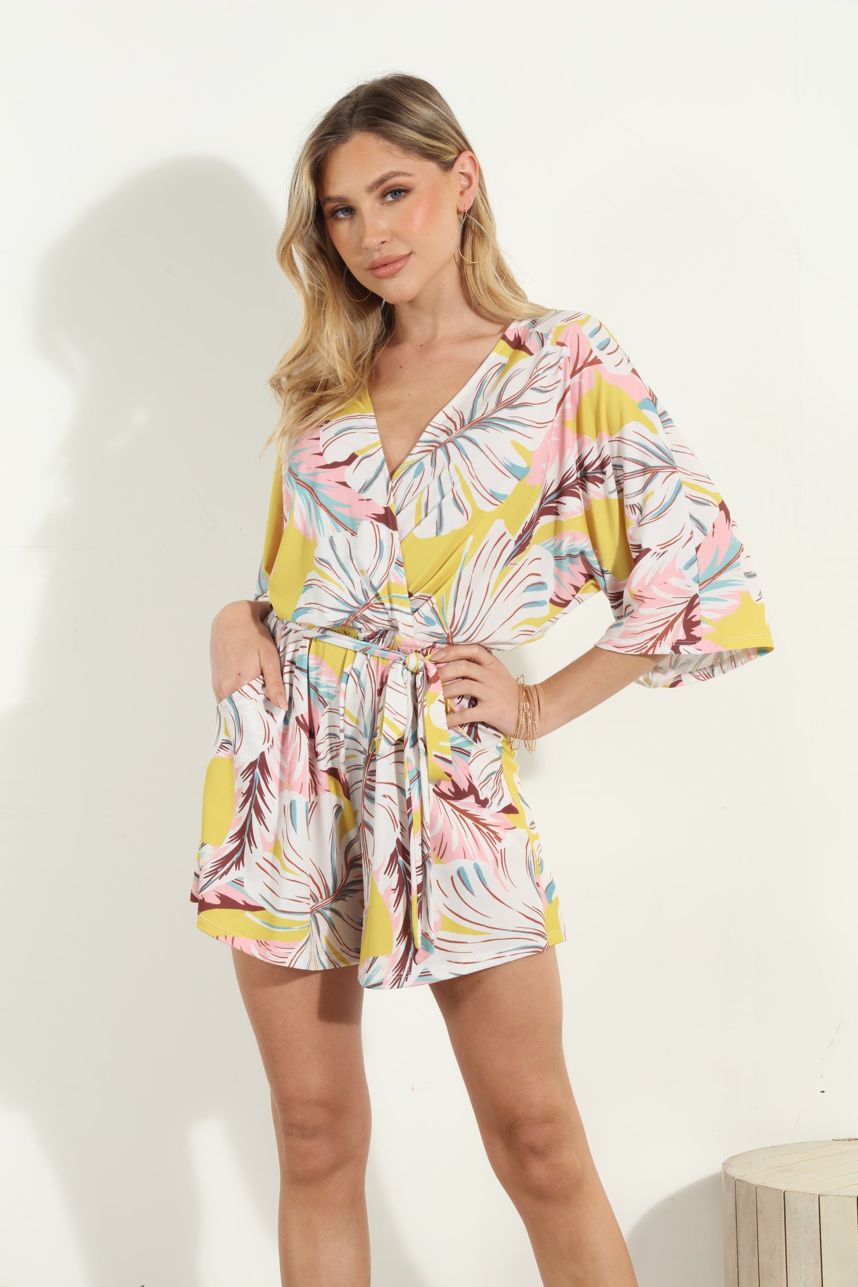 Tricia Stretch Kimono Romper-FINAL SALE