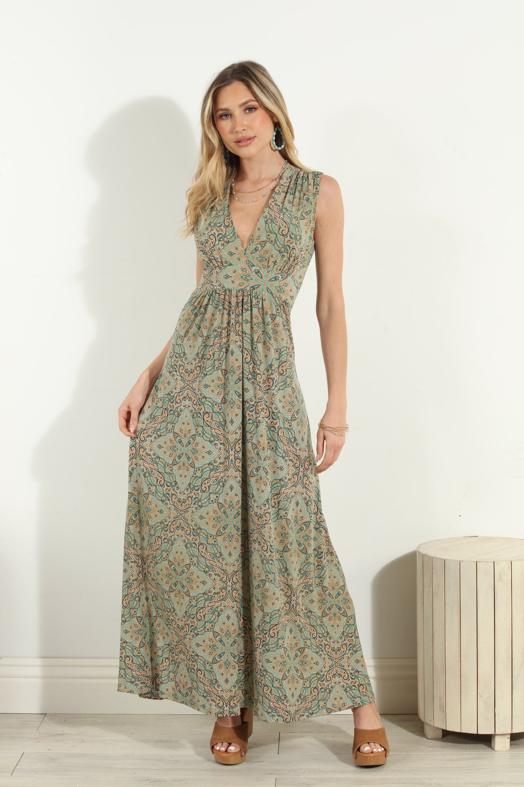 Neema Stretch V-Neck Maxi Dress