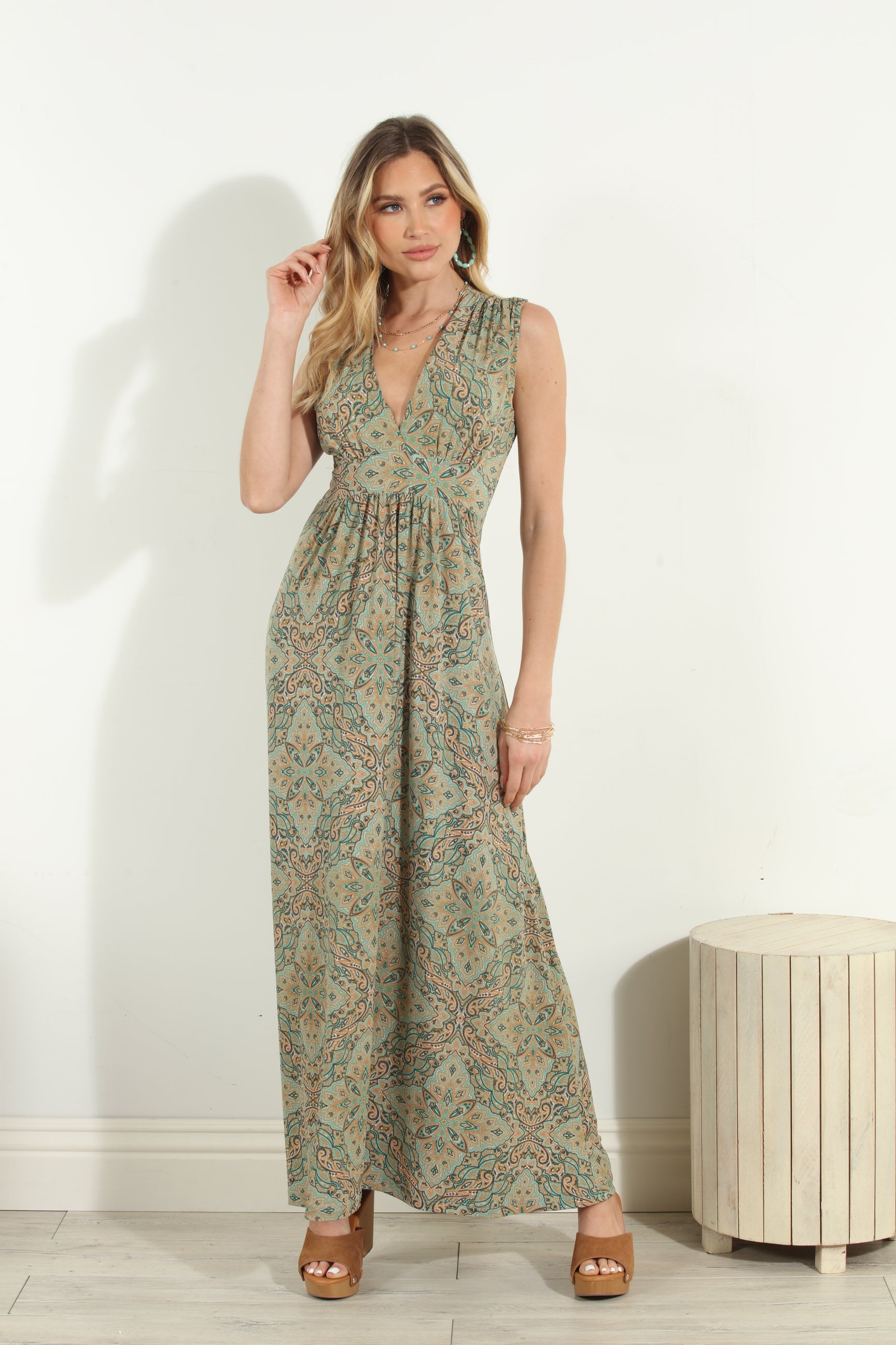 Neema Stretch V-Neck Maxi Dress