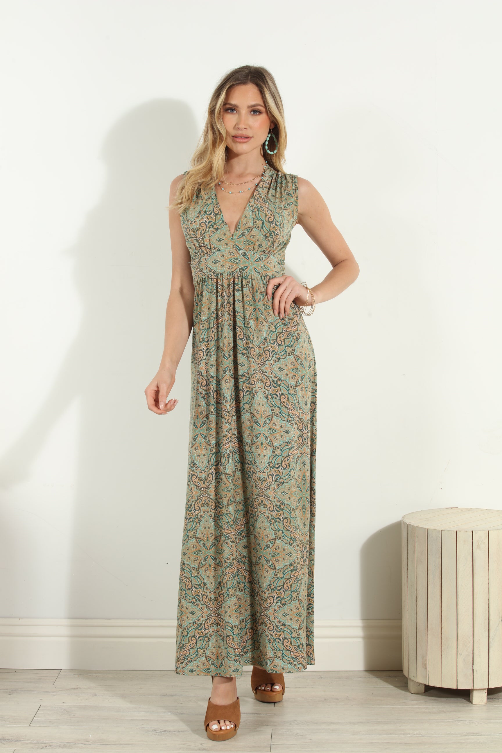 Neema Stretch V-Neck Maxi Dress