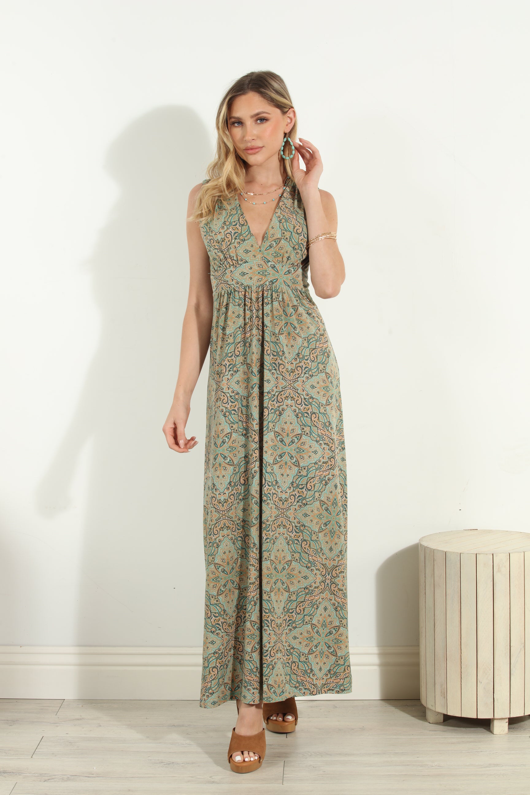 Neema Stretch V-Neck Maxi Dress