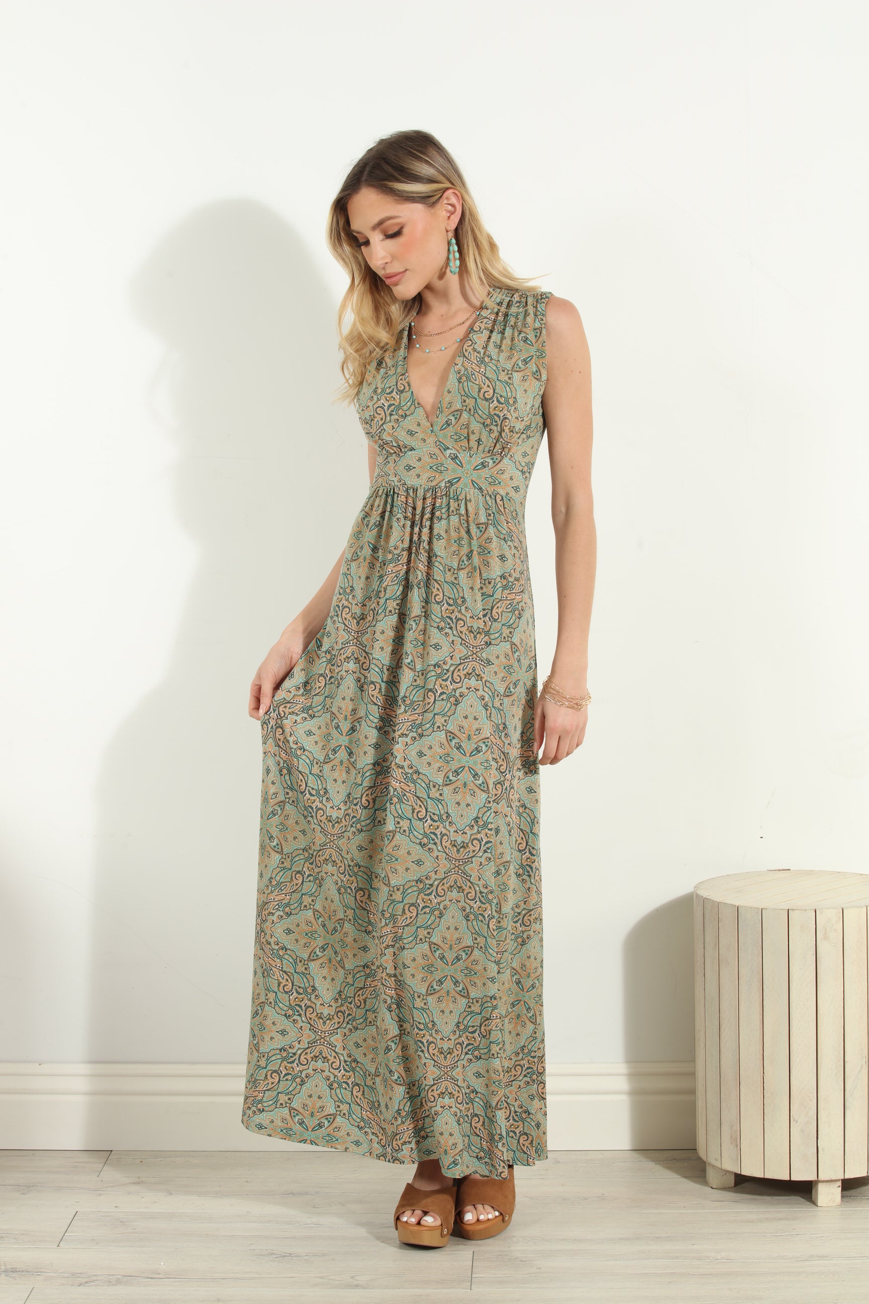 Neema Stretch V-Neck Maxi Dress