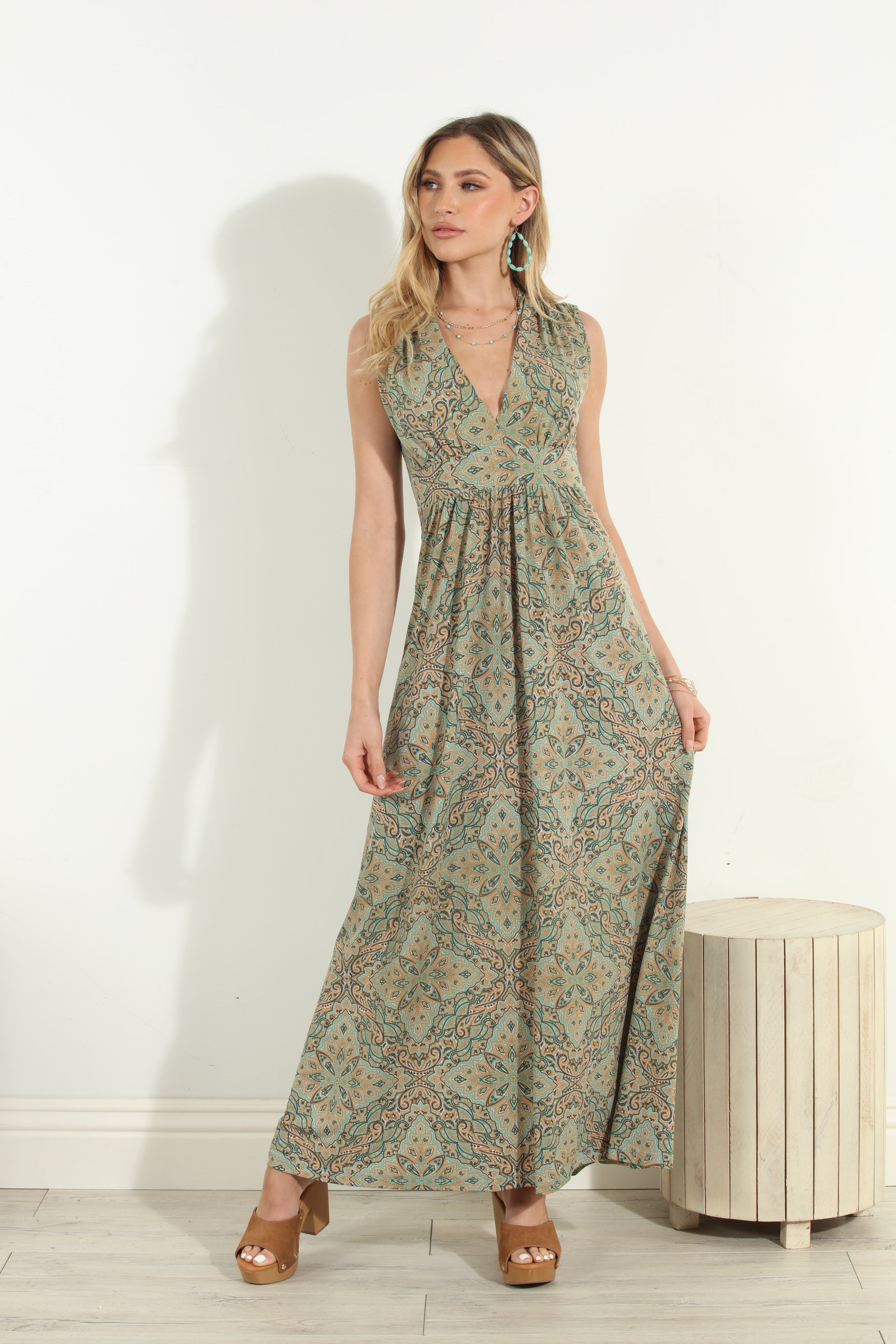 Neema Stretch V-Neck Maxi Dress
